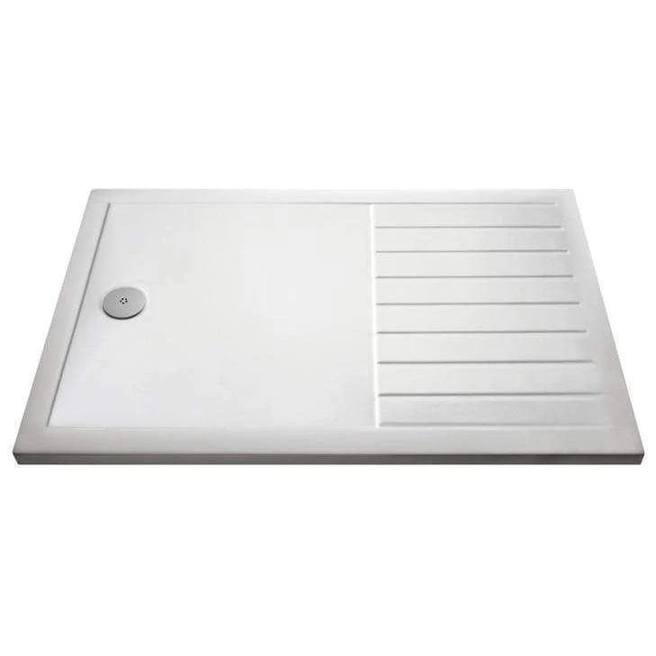 Trieste 8mm Black Grid Screen & 1400 x 800mm Walk-In Stone Shower Tray Pack - Image 5