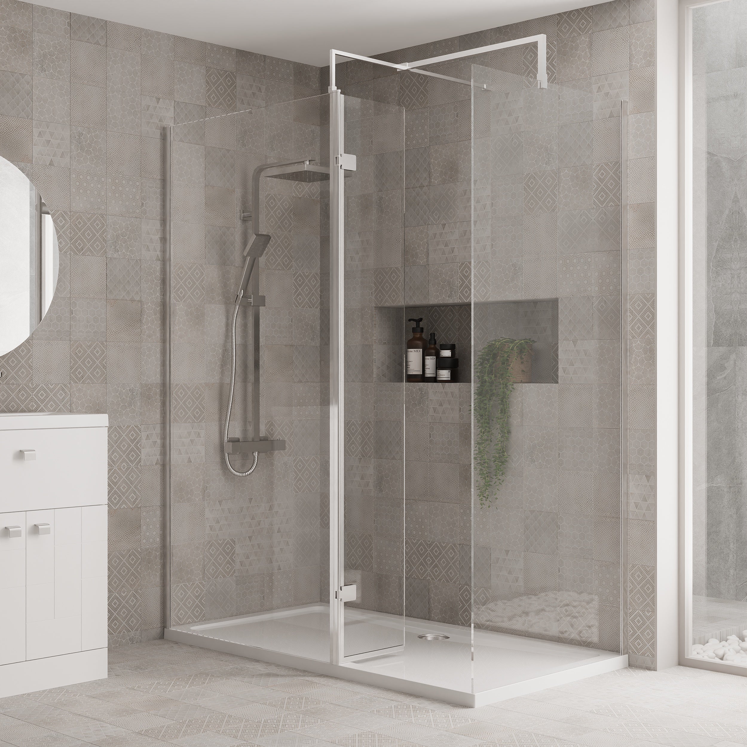 1400mm x 900mm Walk-In 8mm Enclosure & Stone Shower Tray - Image 5