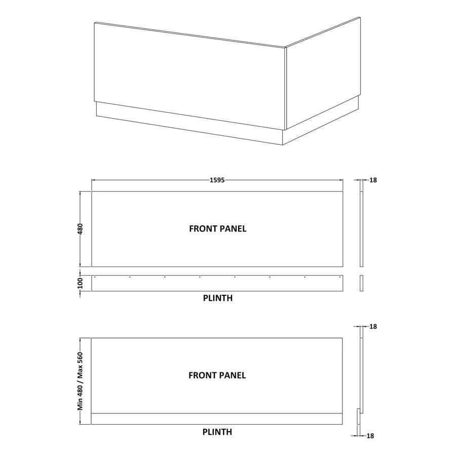 1600 MDF Bath Front Panel and Plinth - Image 2