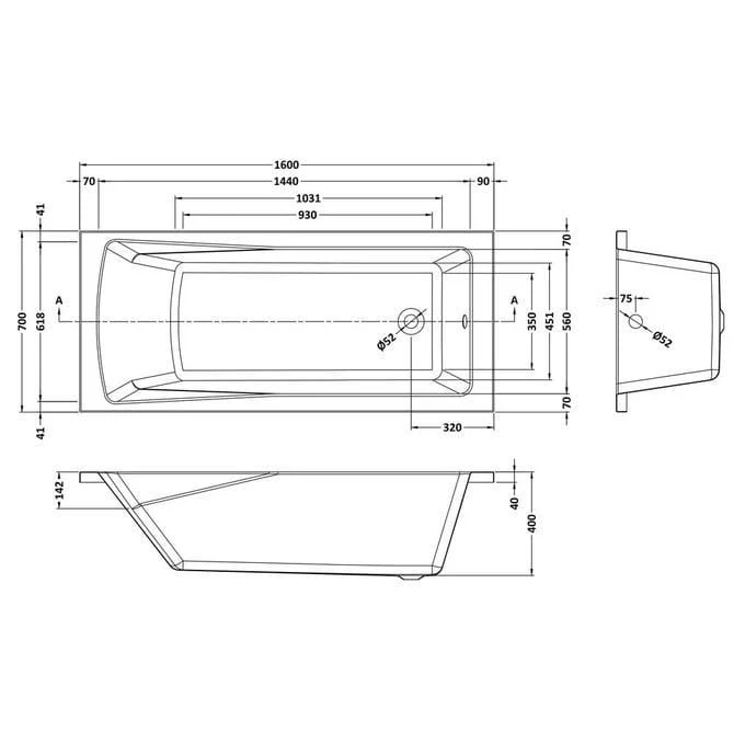 1600 x 700mm Riverside Whirlpool & Hydrotherapy Spa Bath - Image 7