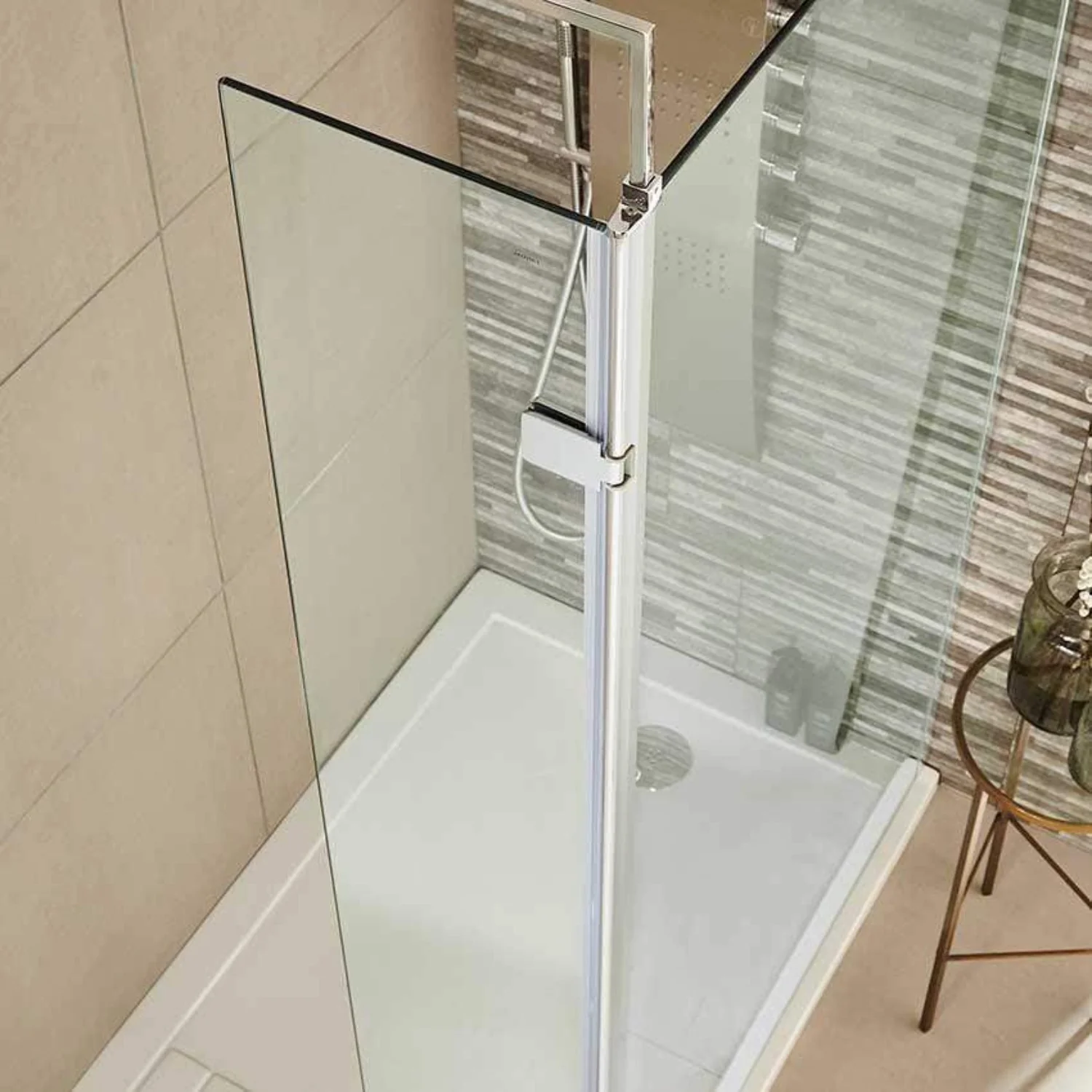 1600 x 800mm Walk-In 8mm Enclosure with Stone Shower Tray Pack - Image 5