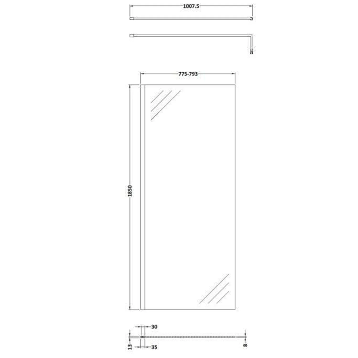 1600 x 800mm Walk-In 8mm Enclosure with Stone Shower Tray Pack - Image 8