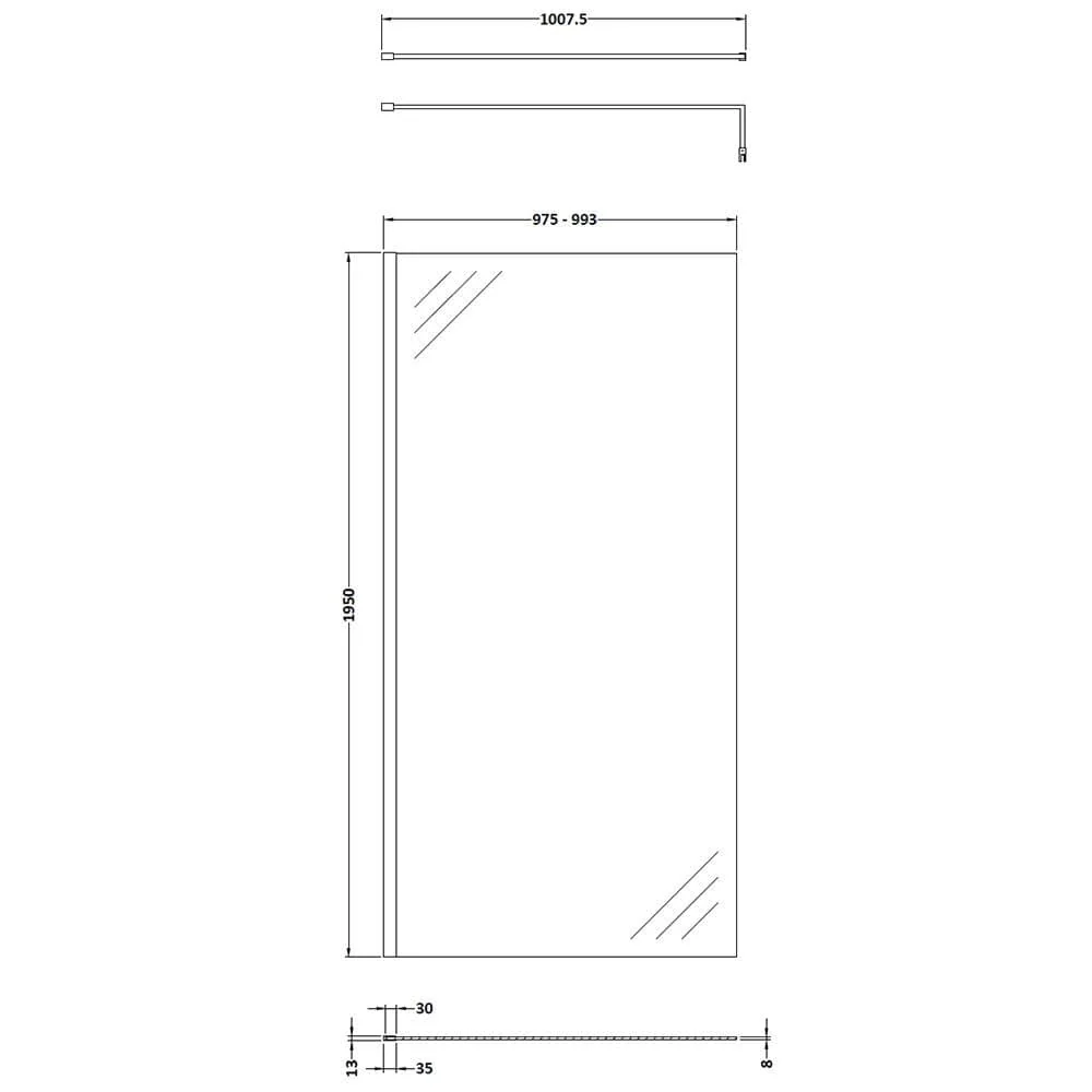 1600 x 800mm Walk-In 8mm Enclosure with Stone Shower Tray Pack - Image 9