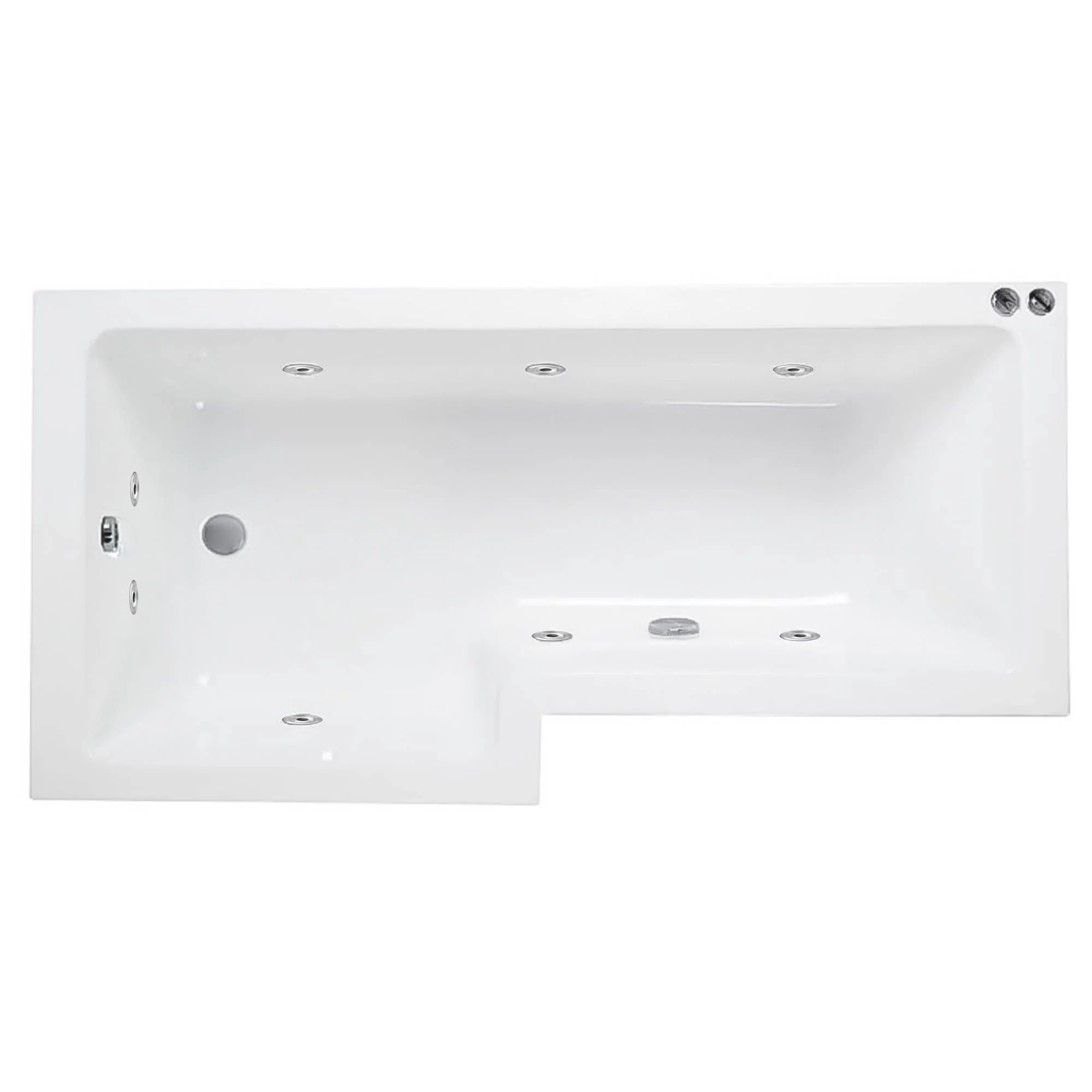 1600 x 850mm L-Shaped 8-Jet Whirlpool Bath - Image 2