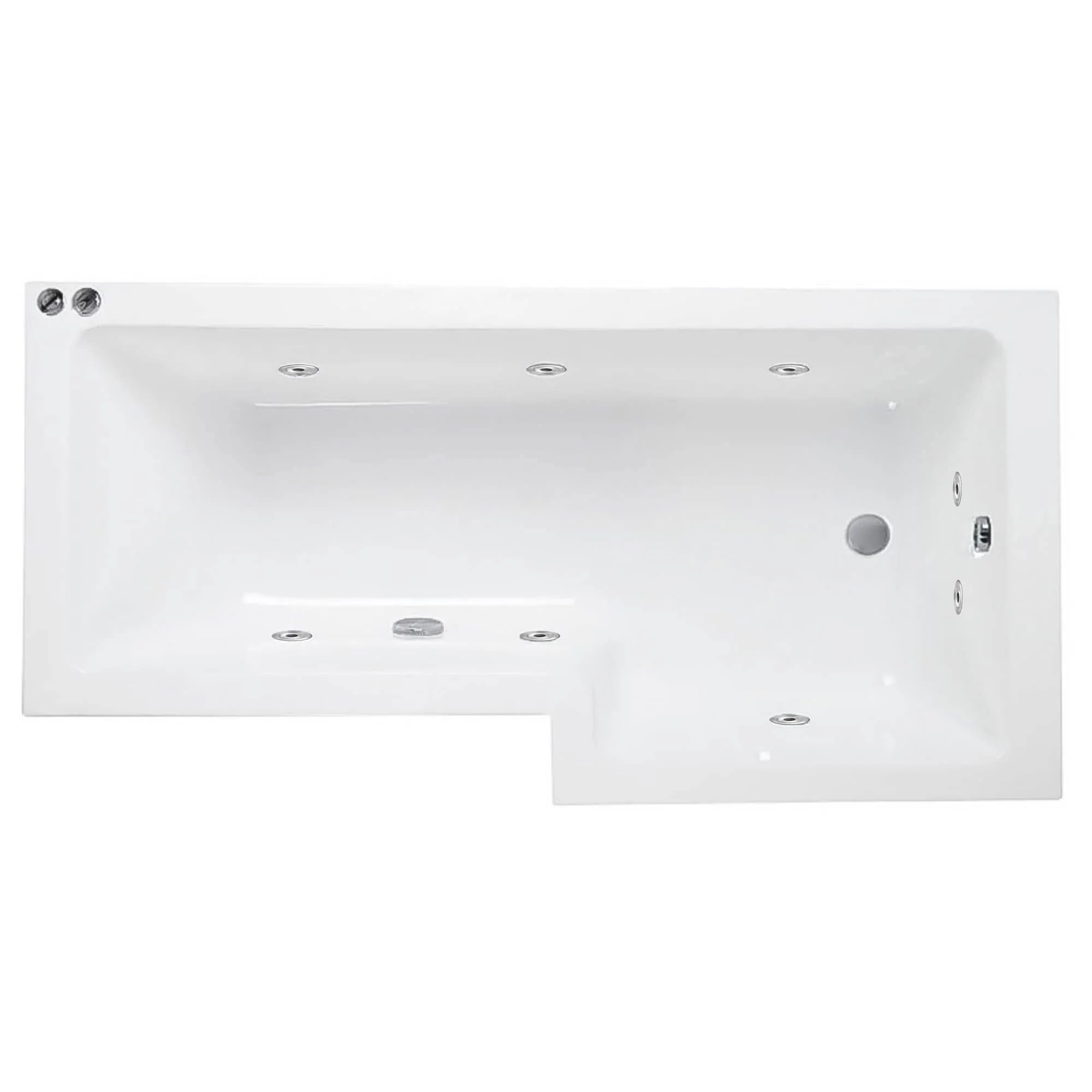 1600 x 850mm L-Shaped 8-Jet Whirlpool Bath - Image 3