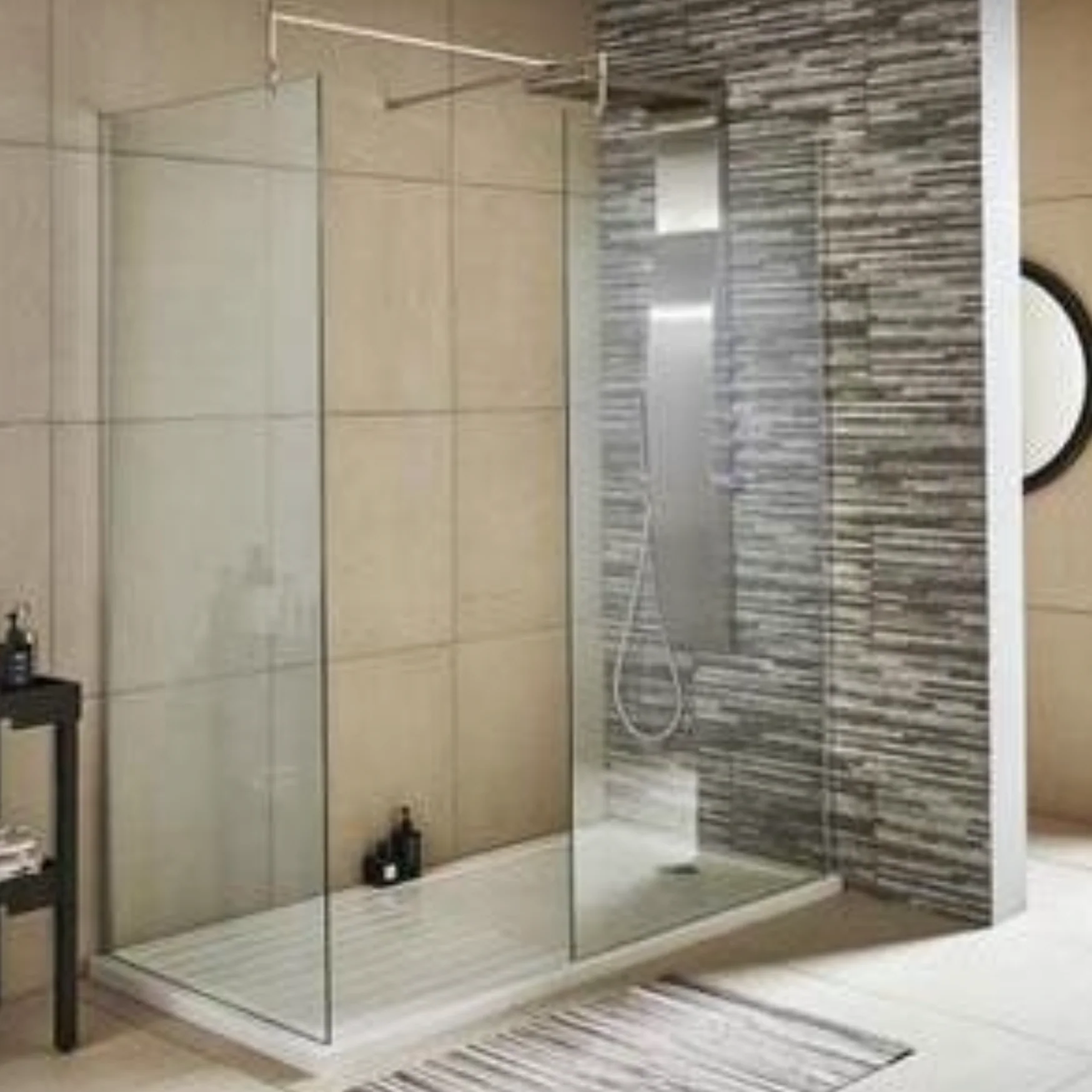 1700 x 700mm Stone Walk-In Shower Tray & 8mm Screen Pack