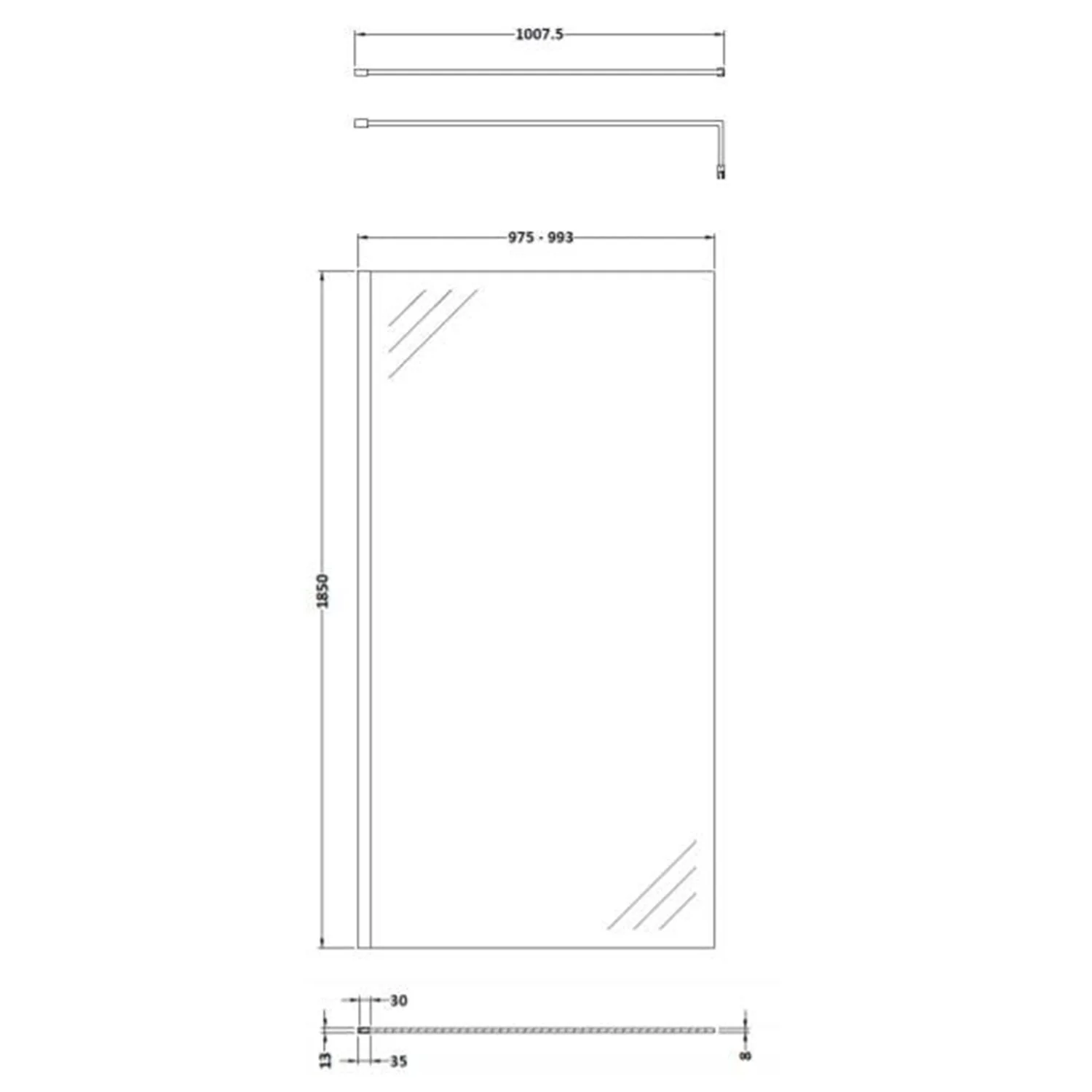 1700 x 700mm Walk-In 8mm Enclosure with Stone Shower Tray Pack - Image 8