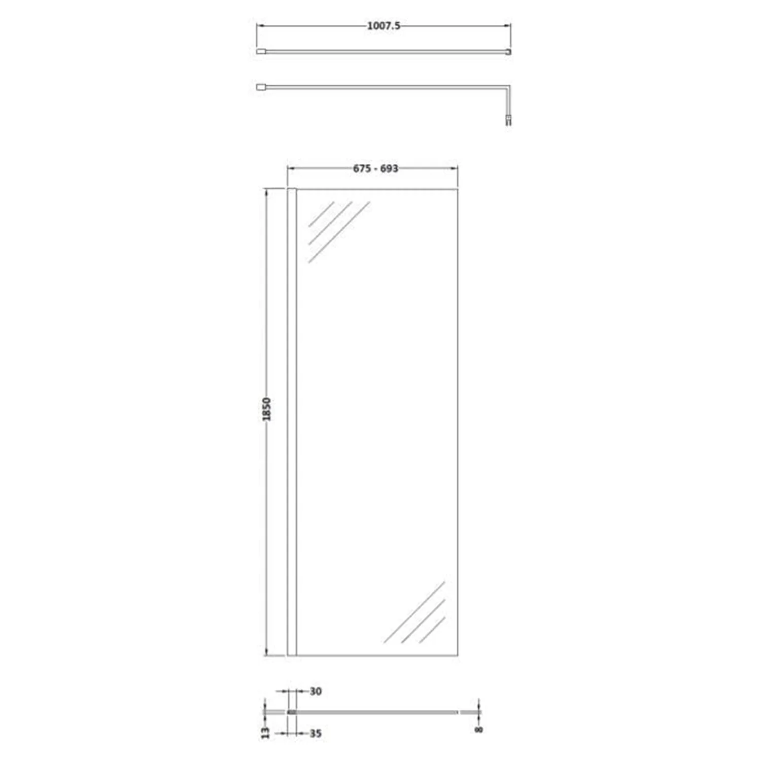 1700 x 700mm Walk-In 8mm Enclosure with Stone Shower Tray Pack - Image 9