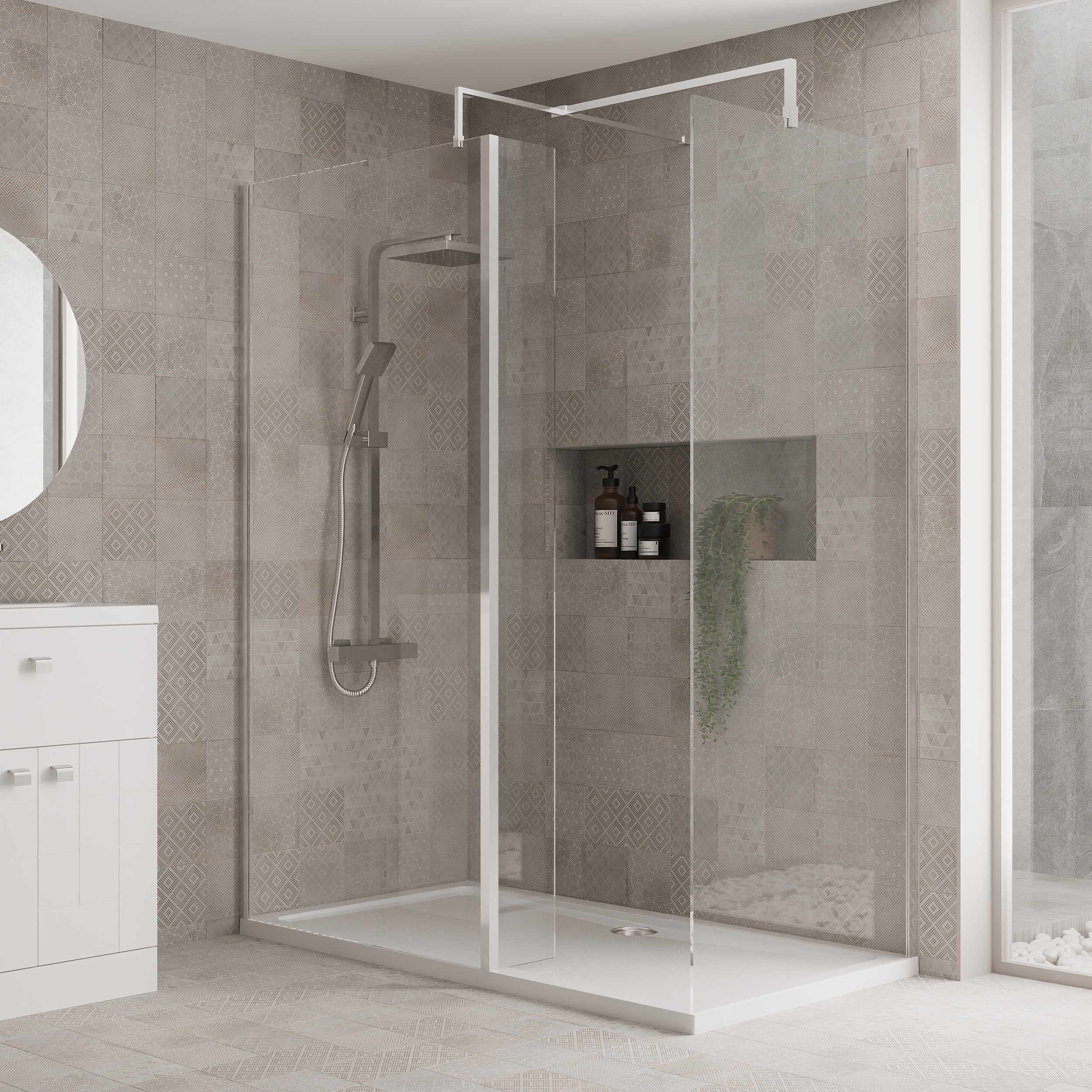 1700mm x 700mm Walk-In 8mm Enclosure & Stone Shower Tray - Image 4