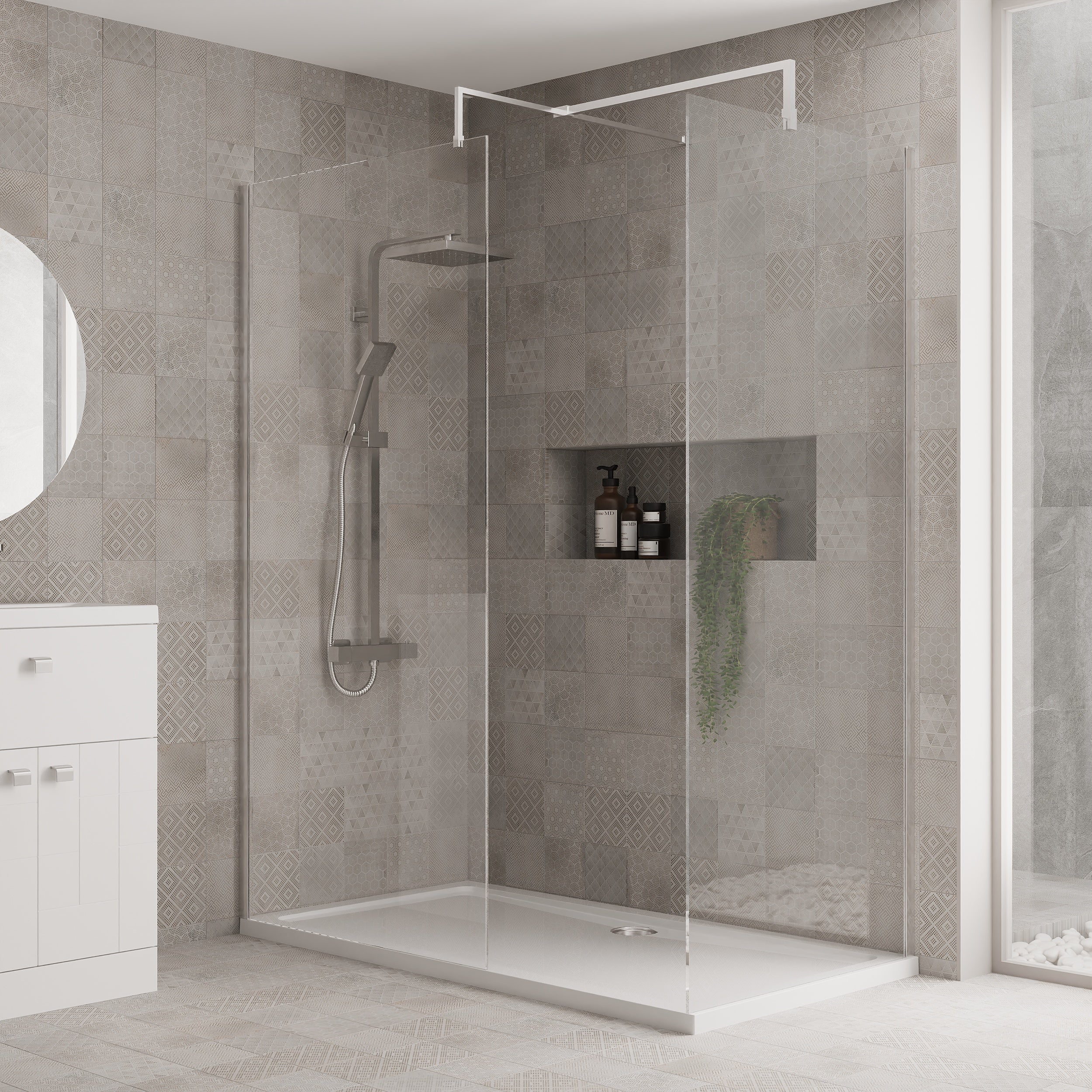 1700mm x 700mm Walk-In 8mm Enclosure & Stone Shower Tray - Image 6