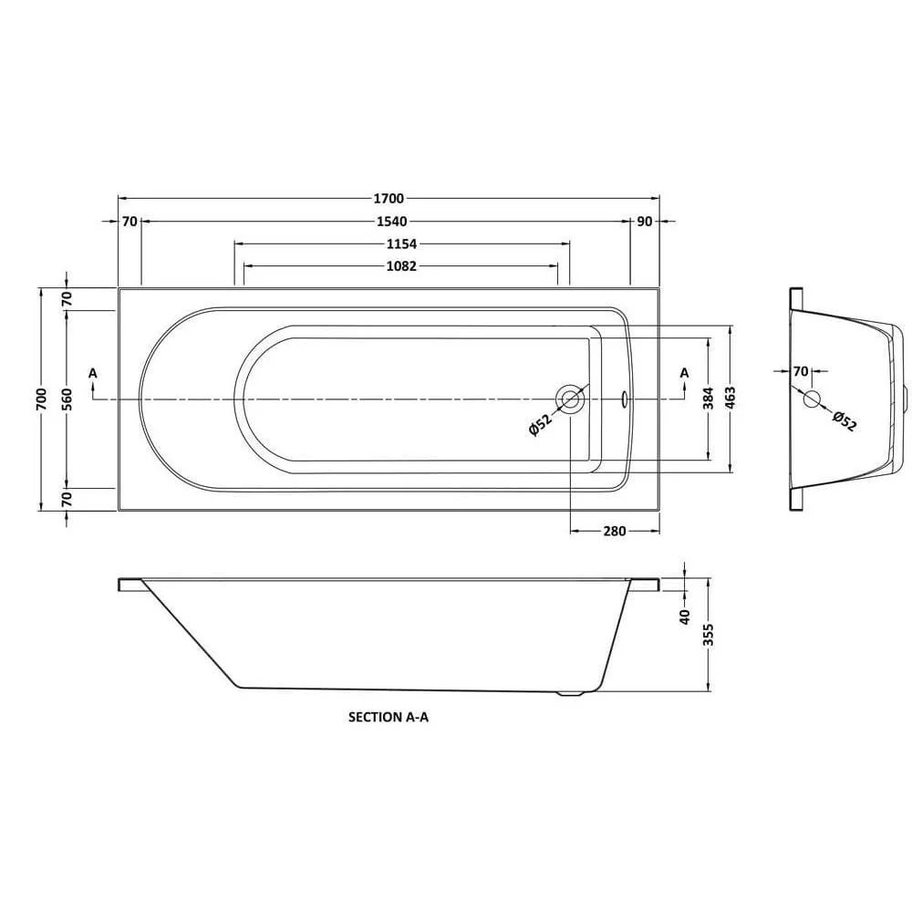 1700 x 700mm Wallgate Whirlpool & Hydrotherapy Spa Bath - Image 6