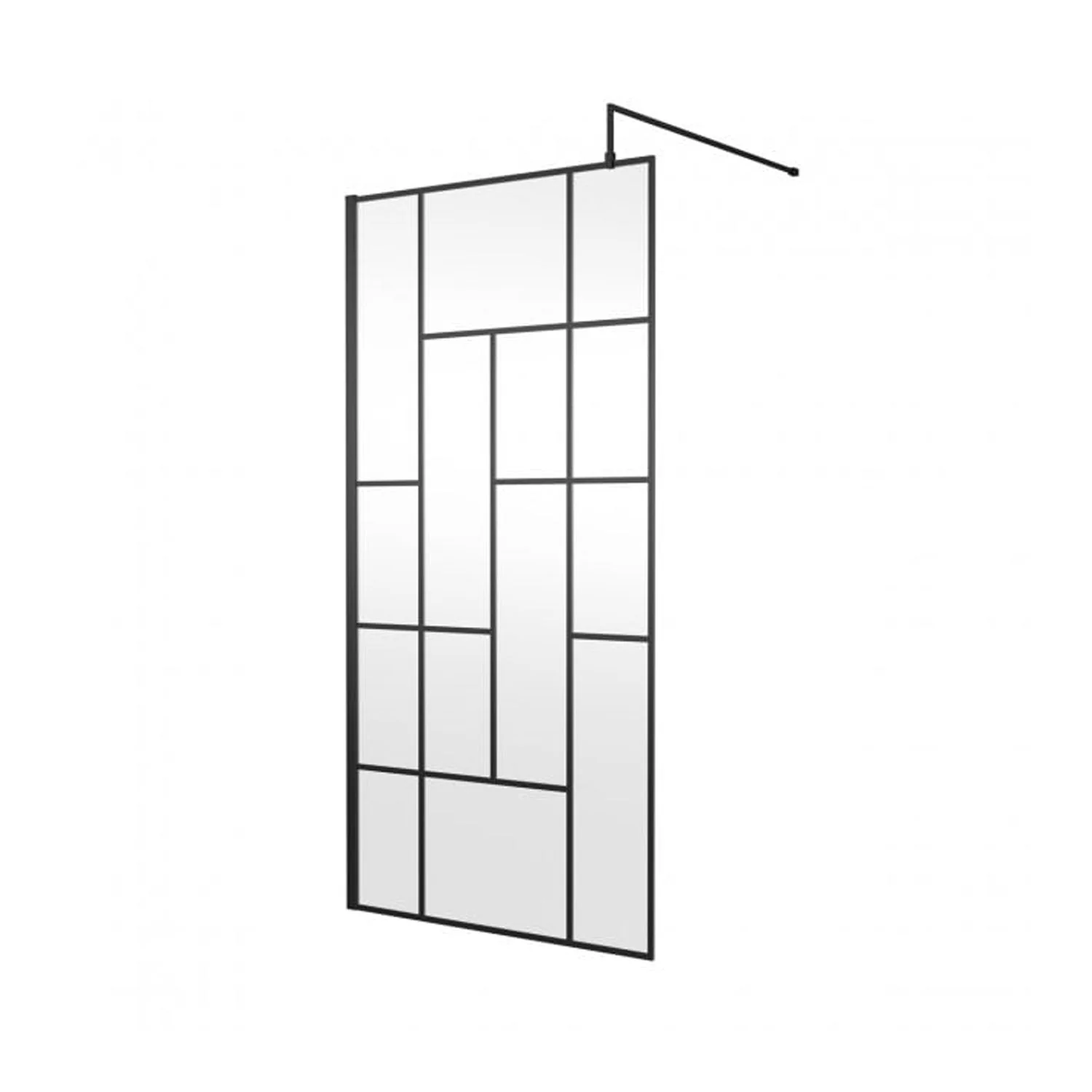 1700 x 800mm Stone Walk-In Shower Tray & 8mm Screen Pack - Black Abstract Profile - Image 5