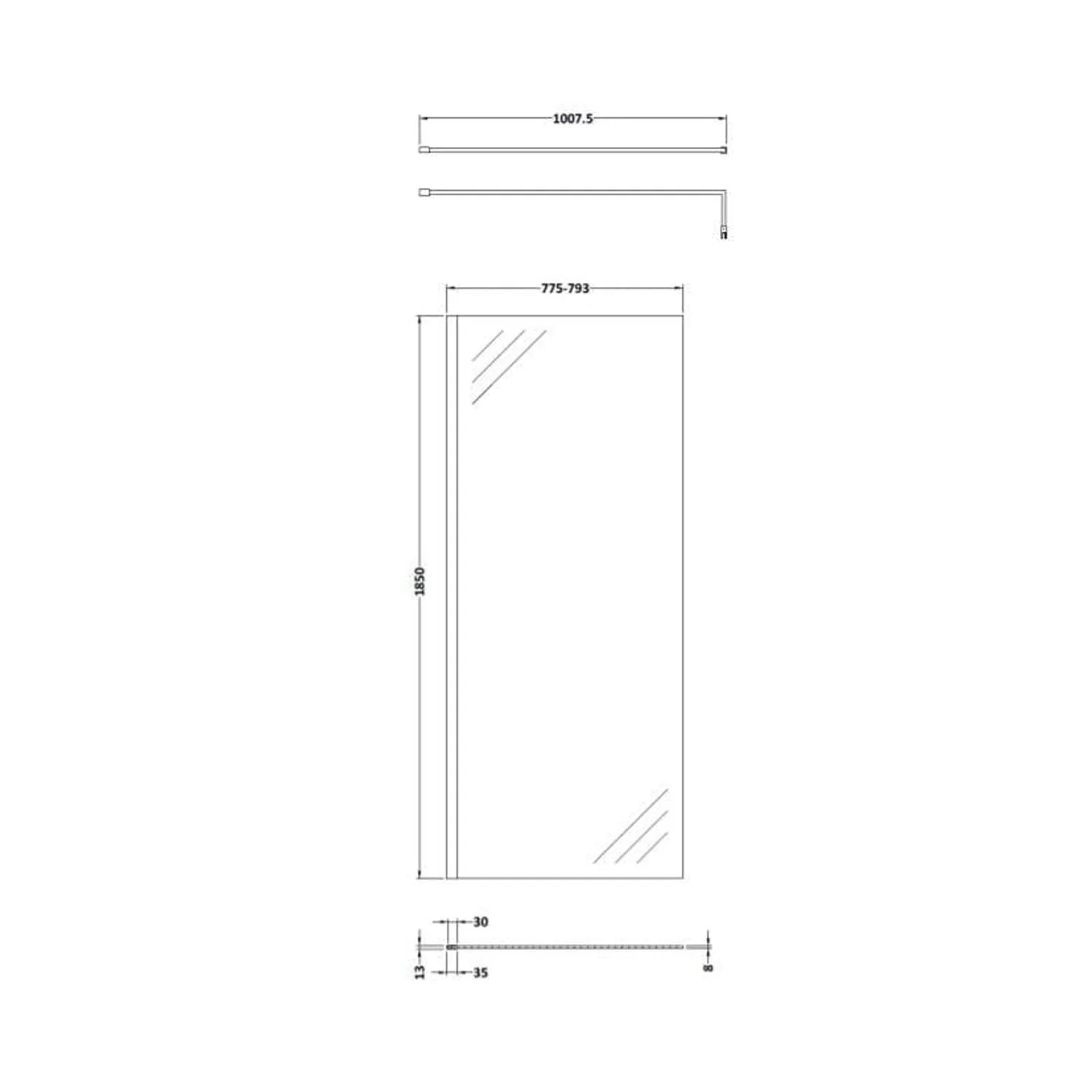 1700 x 800mm Walk-In 8mm Enclosure with Stone Shower Tray Pack - Image 8