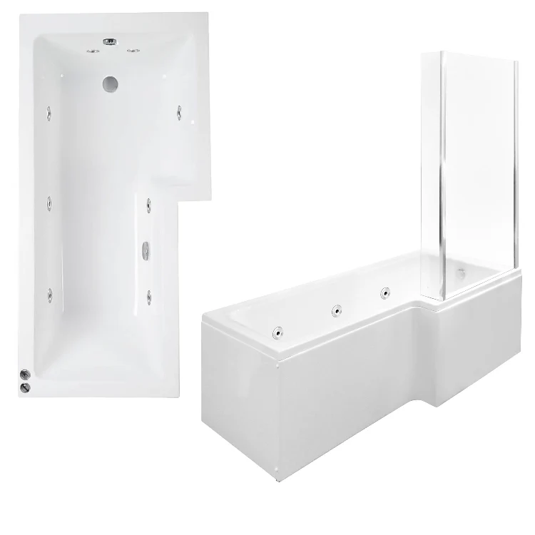 1700 x 850/700mm L-Shaped 8 Jet Whirlpool Bath - Left Hand - EXDISPLAY WIGAN