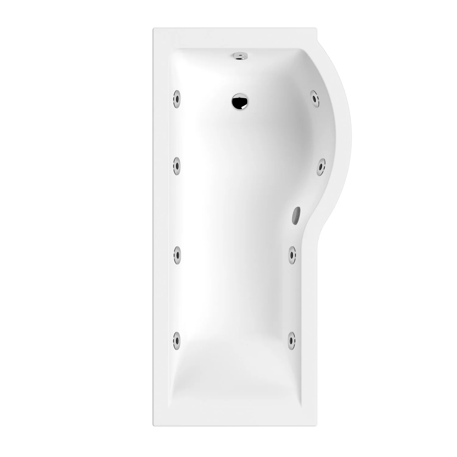 1600 x 850mm P-Shaped 8-Jet Whirlpool Bath - Image 3