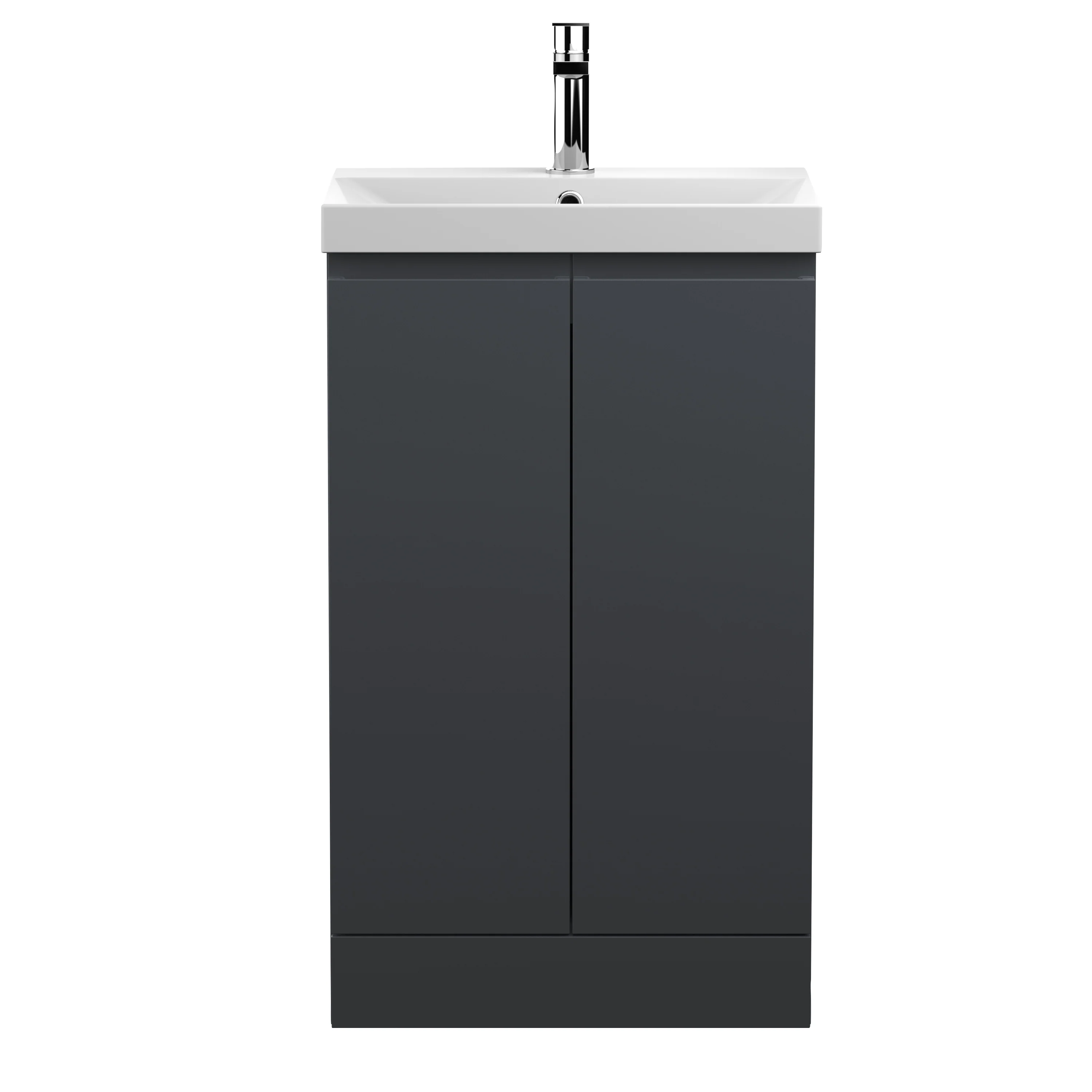 500mm Floor Standing 2-Door Vanity & Basin 3 - Satin Anthracite