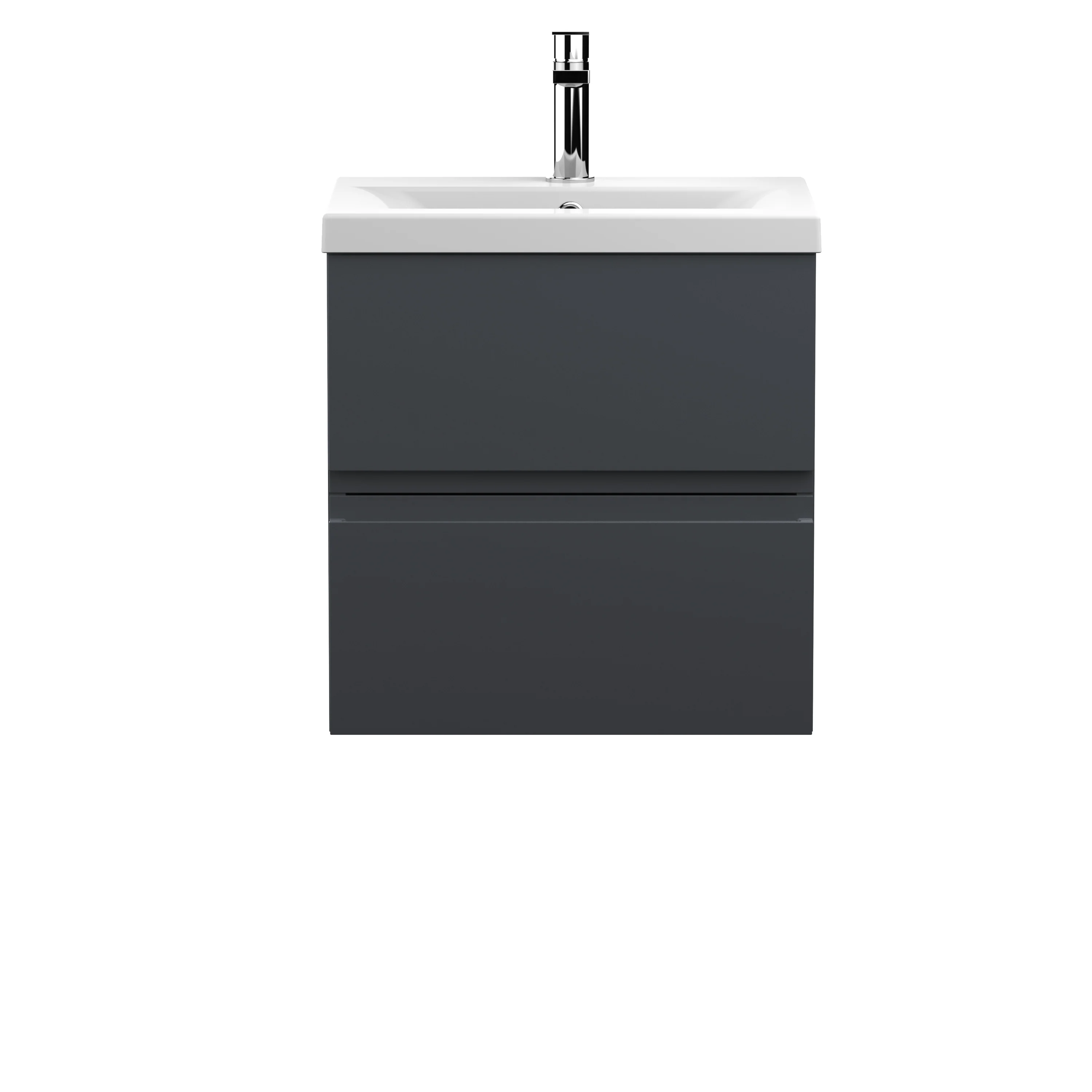 500mm Wall Hung 2-Drawer Vanity & Basin 1 - Satin Anthracite