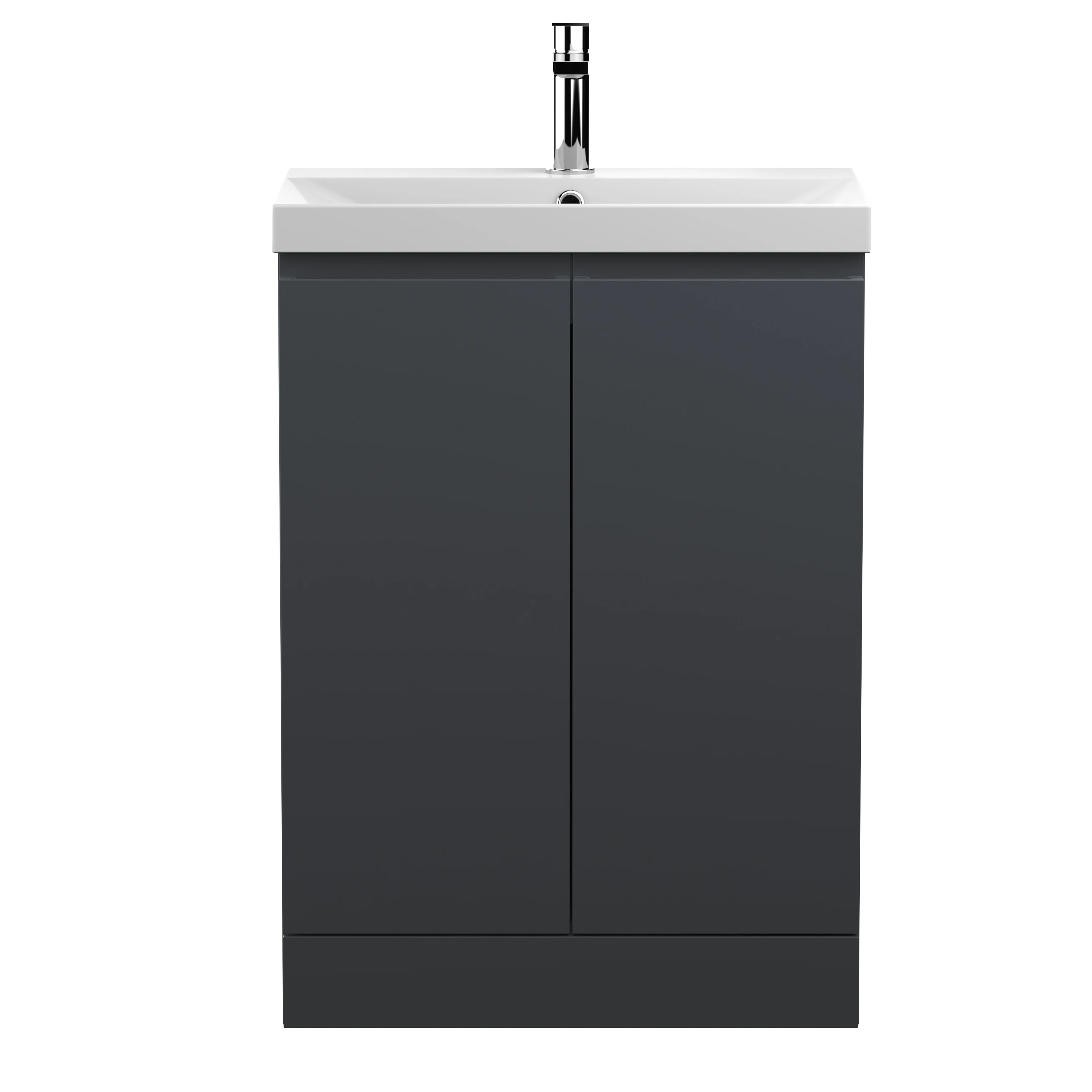 600mm Floor Standing 2-Door Vanity & Basin 3 - Satin Anthracite