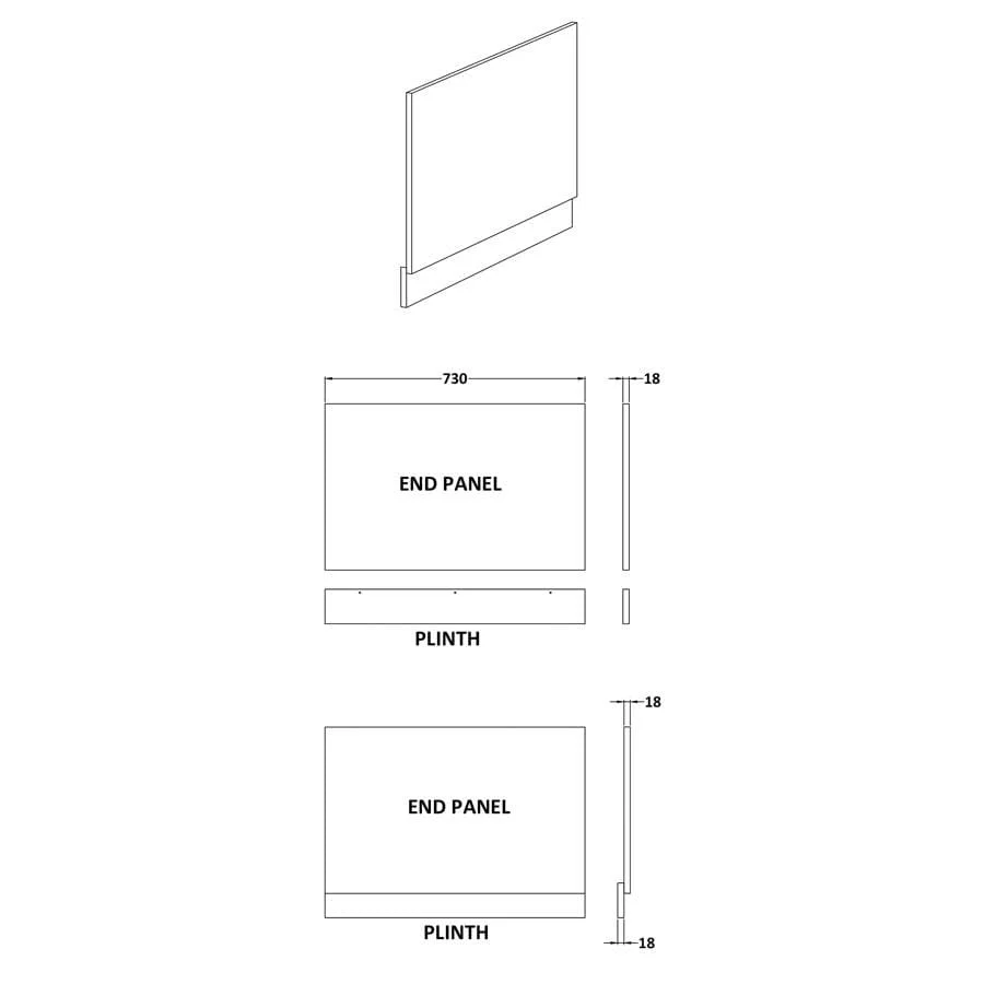 750 Bath End Panel - Gloss Grey - Image 2