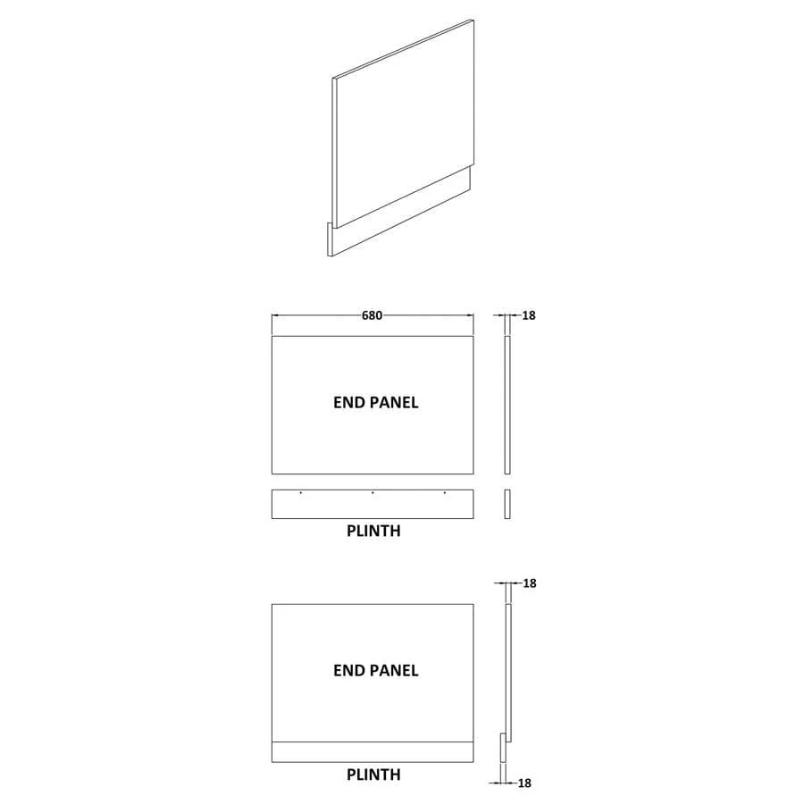 700 Bath End Panel - Gloss Grey - Image 2
