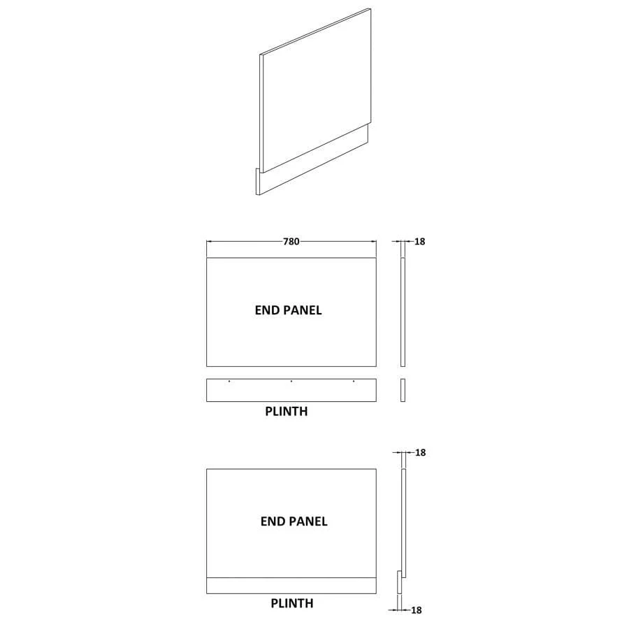 800mm Bath End Panel - Charcoal Black - Image 2