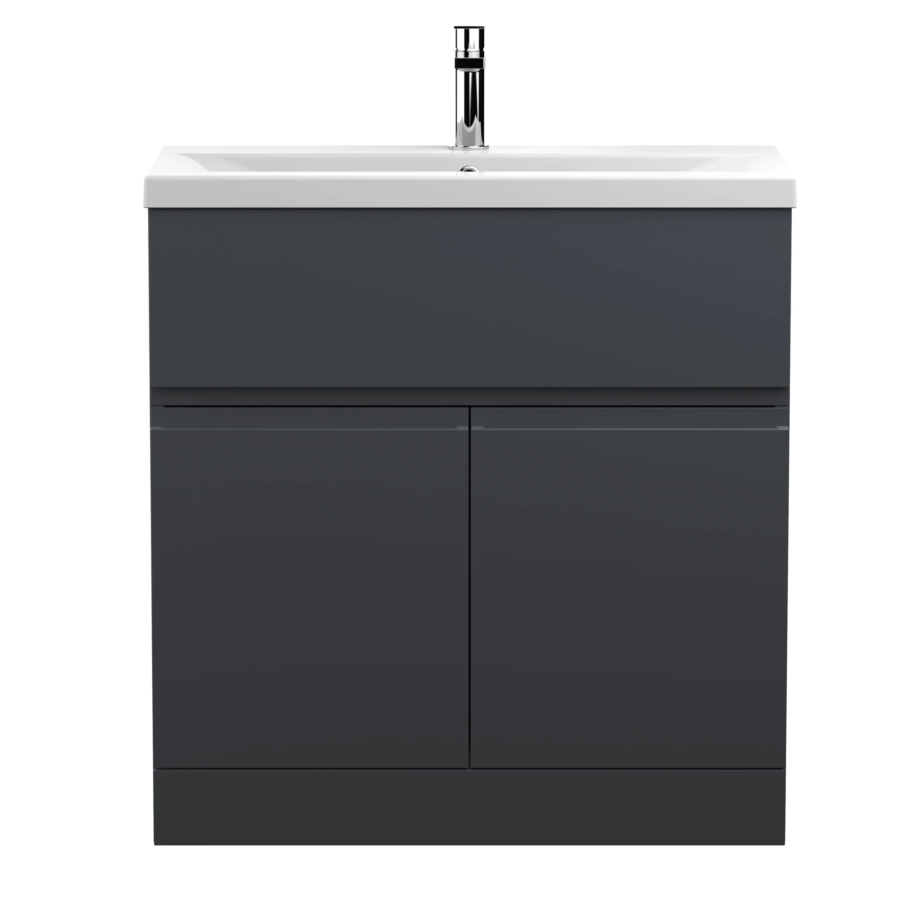 800mm Floor Standing 2-Door/Drawer Vanity & Basin 1 - Satin Anthracite