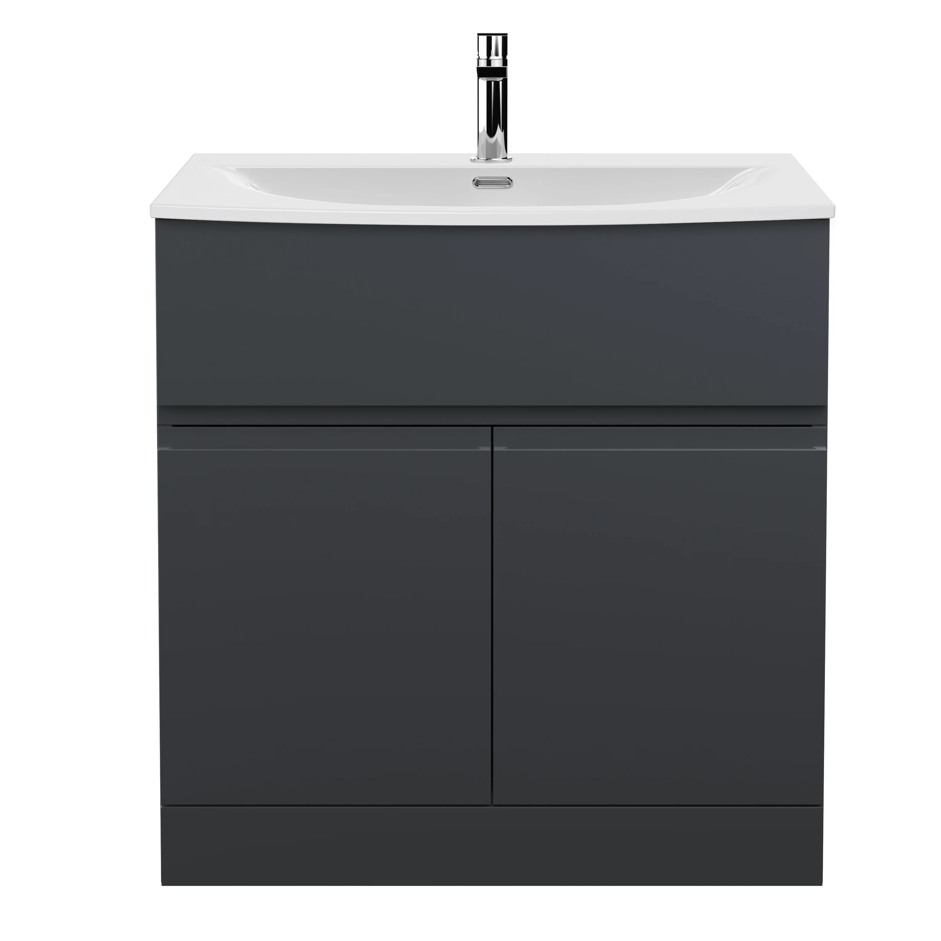 800mm Floor Standing 2-Door/Drawer Vanity & Basin 4 - Satin Anthracite