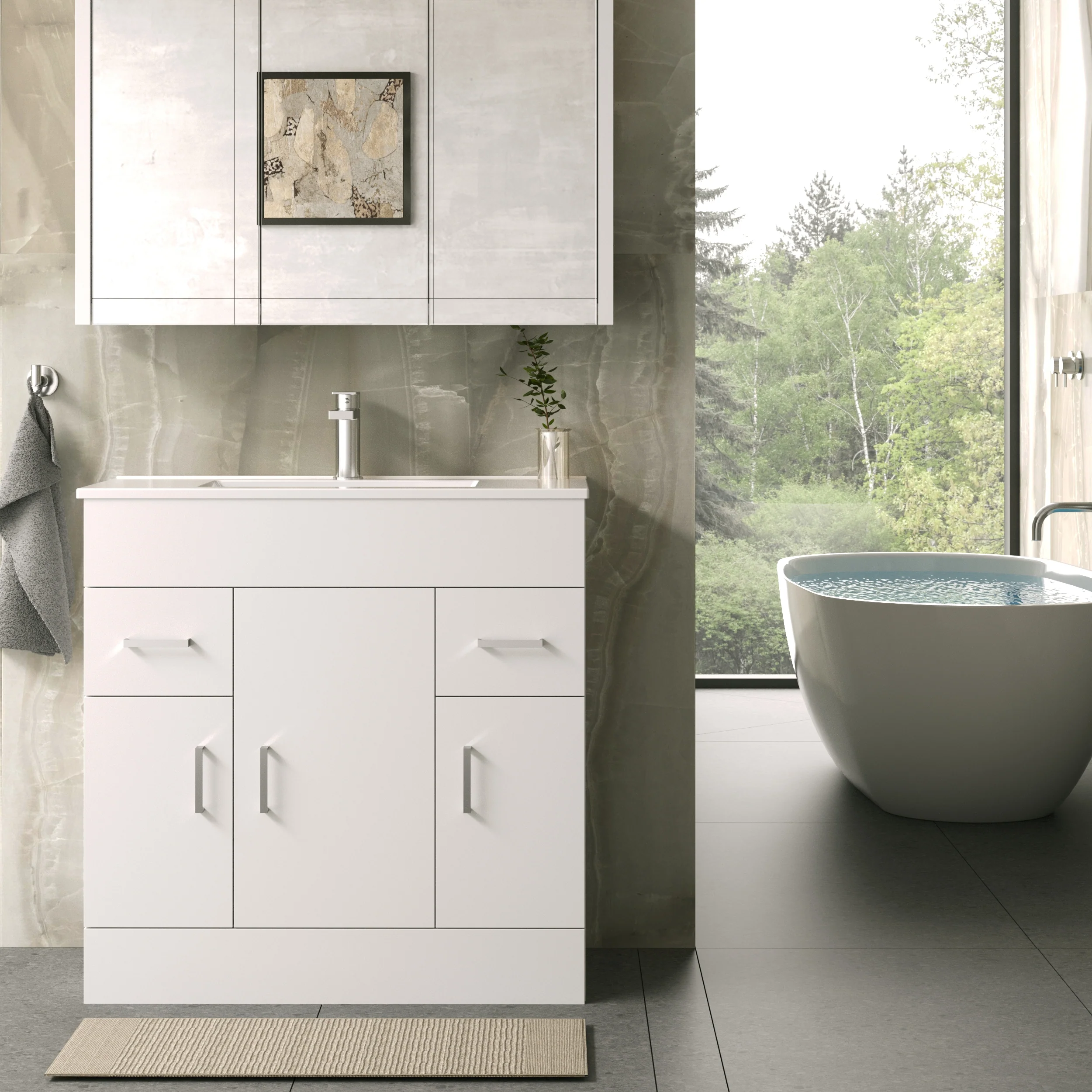 Nova 800mm Gloss White Minimalist Floor standing Vanity Unit
