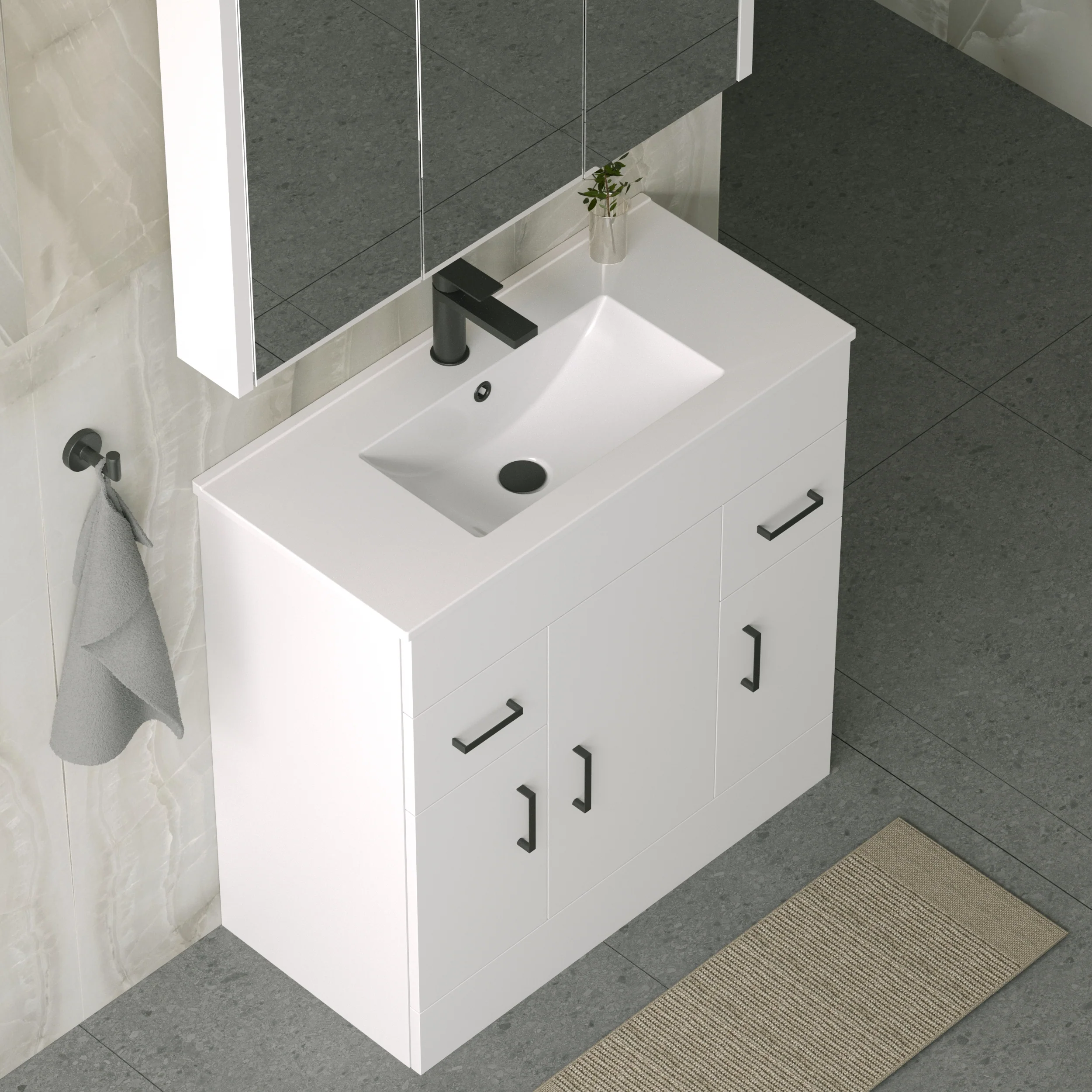 Nova 800mm Gloss White Minimalist Floor standing Vanity Unit - Image 4