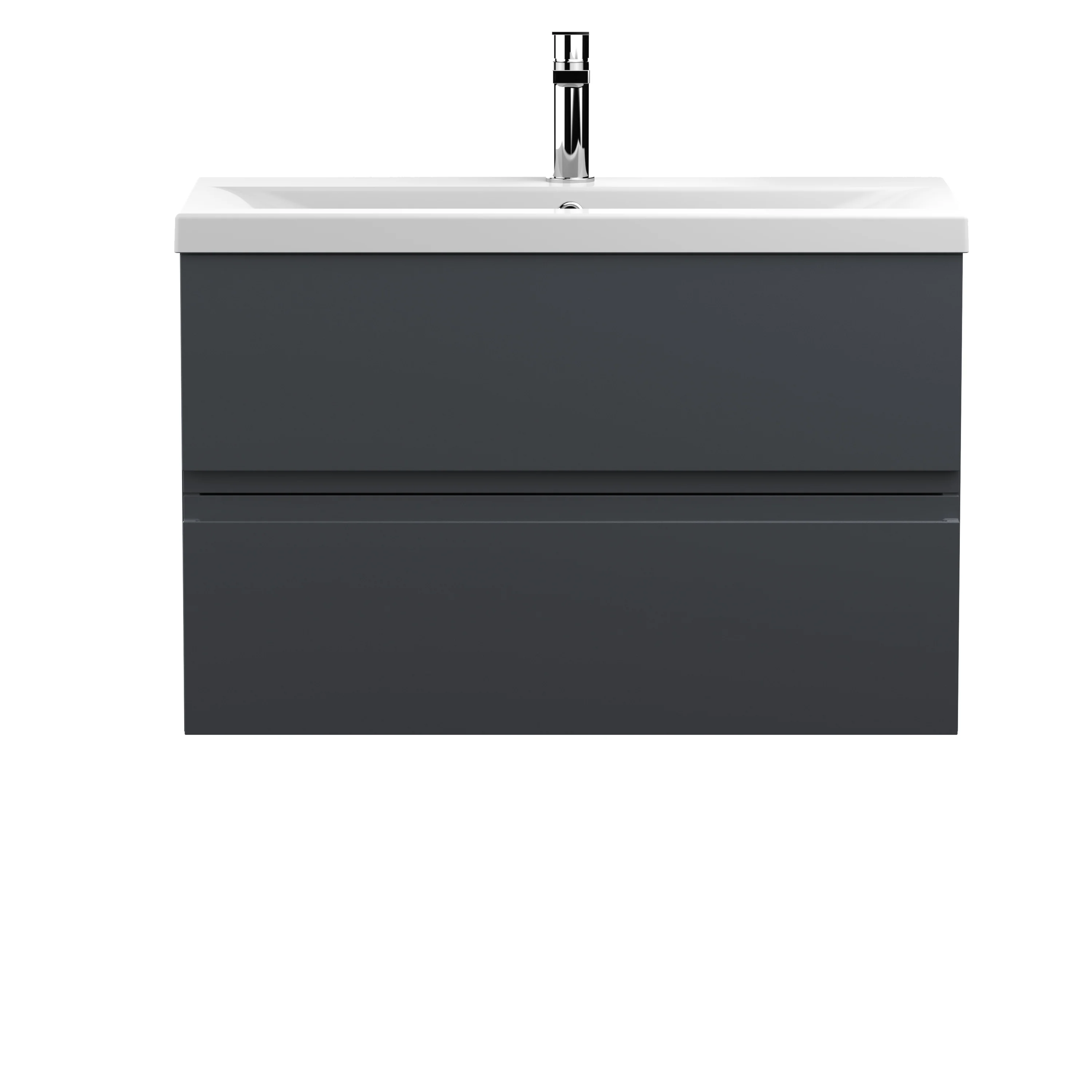 800mm Wall Hung 2-Drawer Vanity & Basin 1 - Satin Anthracite