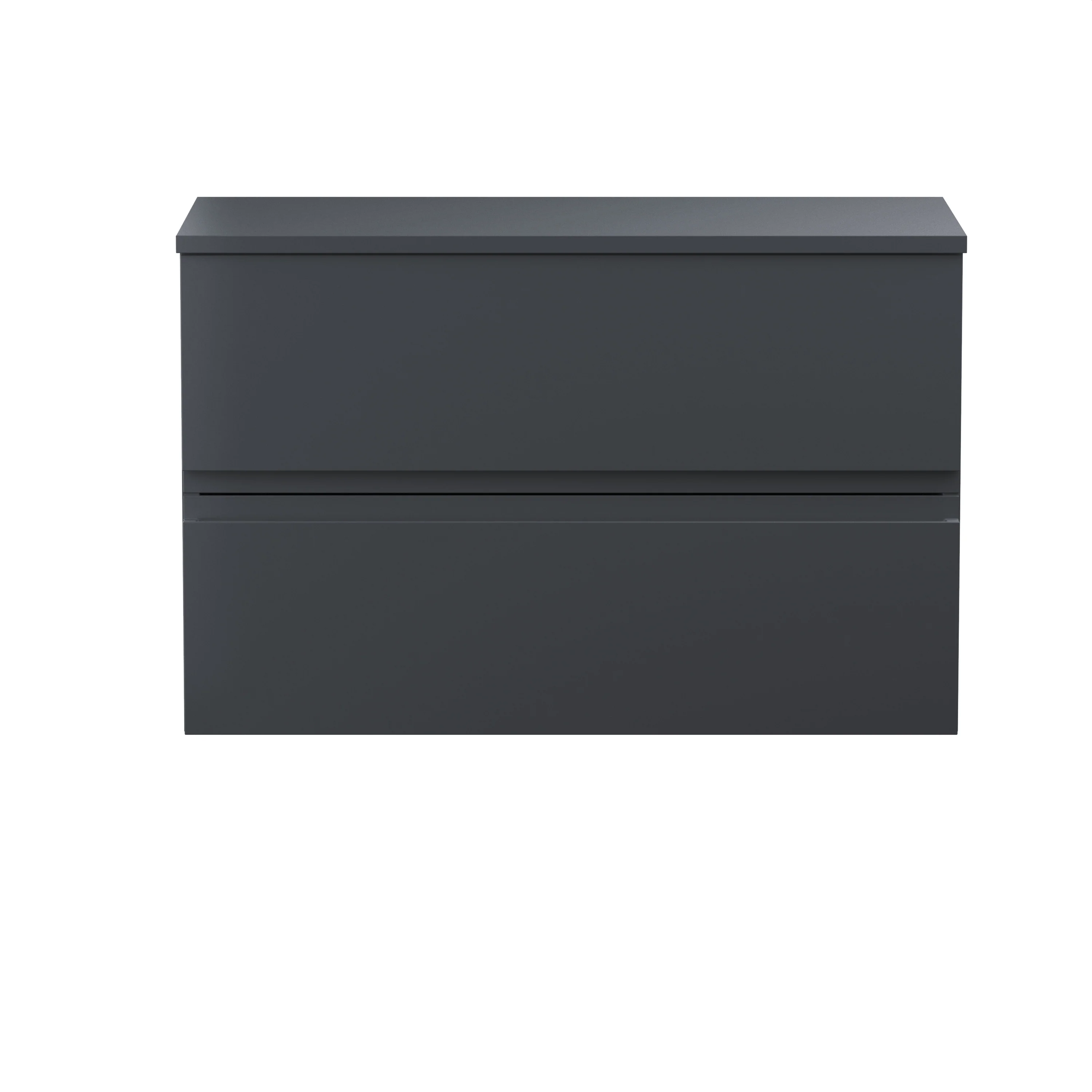 800mm Wall Hung 2-Drawer Vanity & Laminate Top - Satin Anthracite
