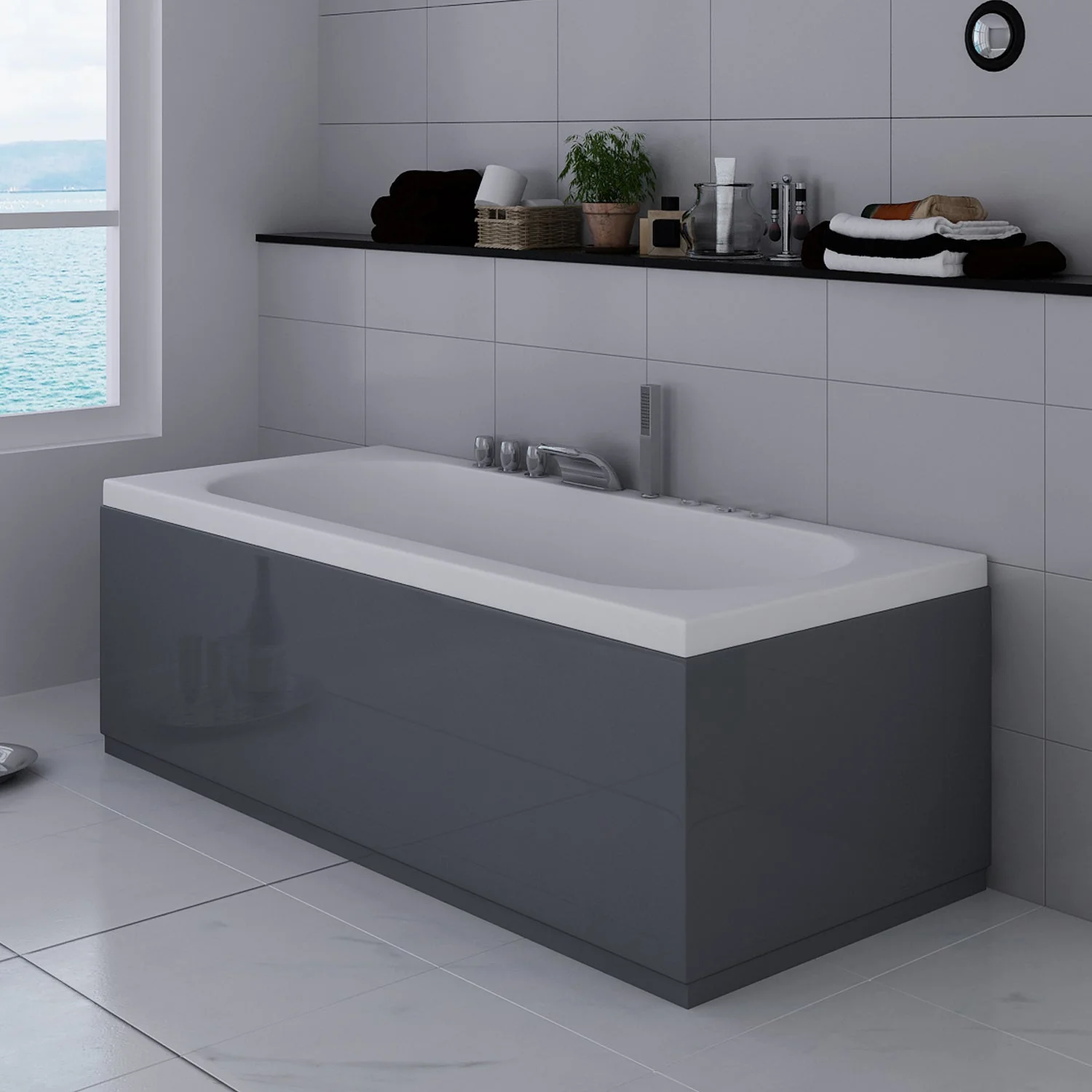 800mm Waterproof End Bath Panel - Anthracite - Image 3