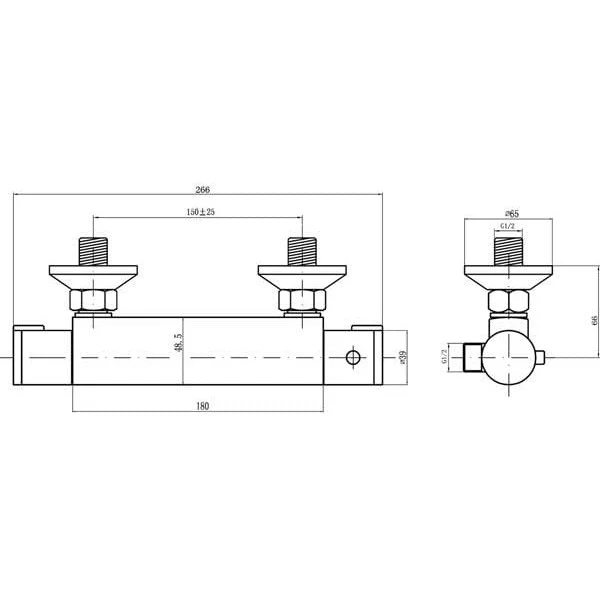 ABS Round Thermostatic Bar Valve - Bottom Outlet - Image 3