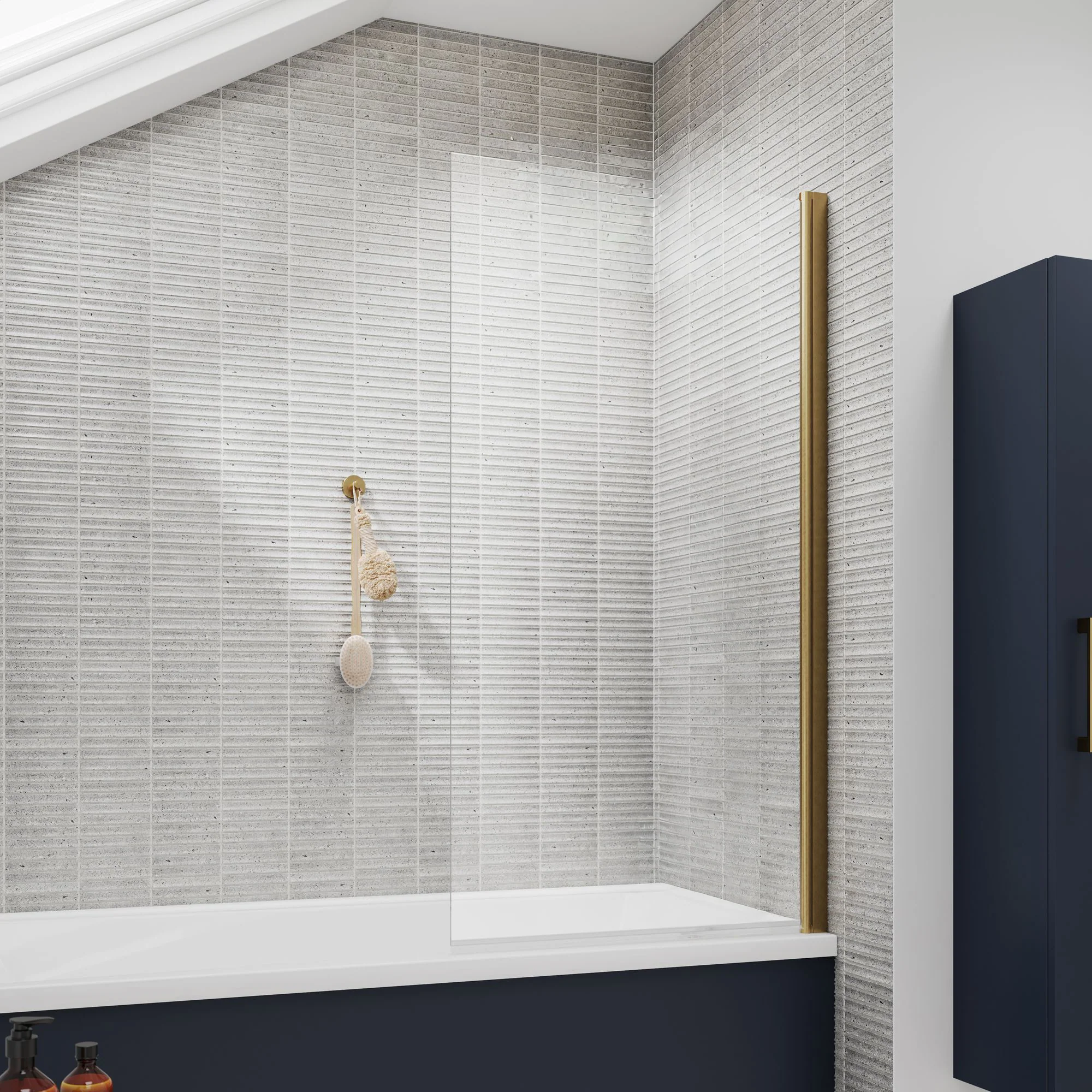 Hadley Shower Bathroom Suite - Brushed Brass - 1600 x 700 - Image 4