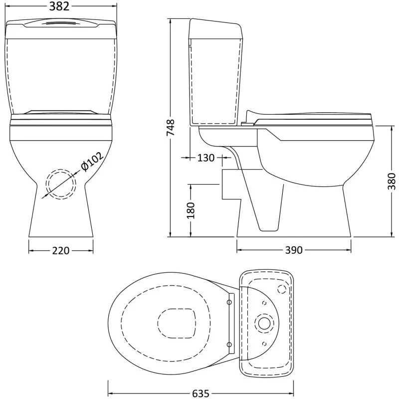 Alpha Close Coupled Toilet & Evo 555mm Full Pedestal Basin - Image 4
