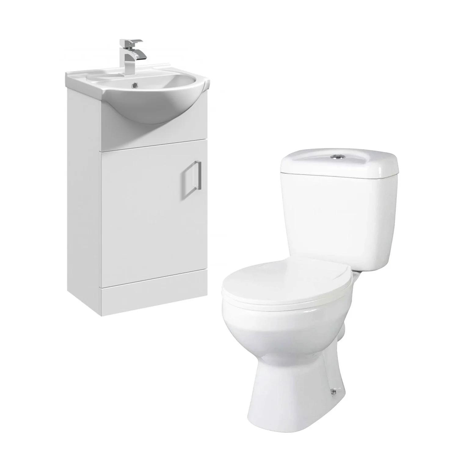 Alpha Close Coupled Toilet with Percussion 450mm Floor standing Cloakroom Unit