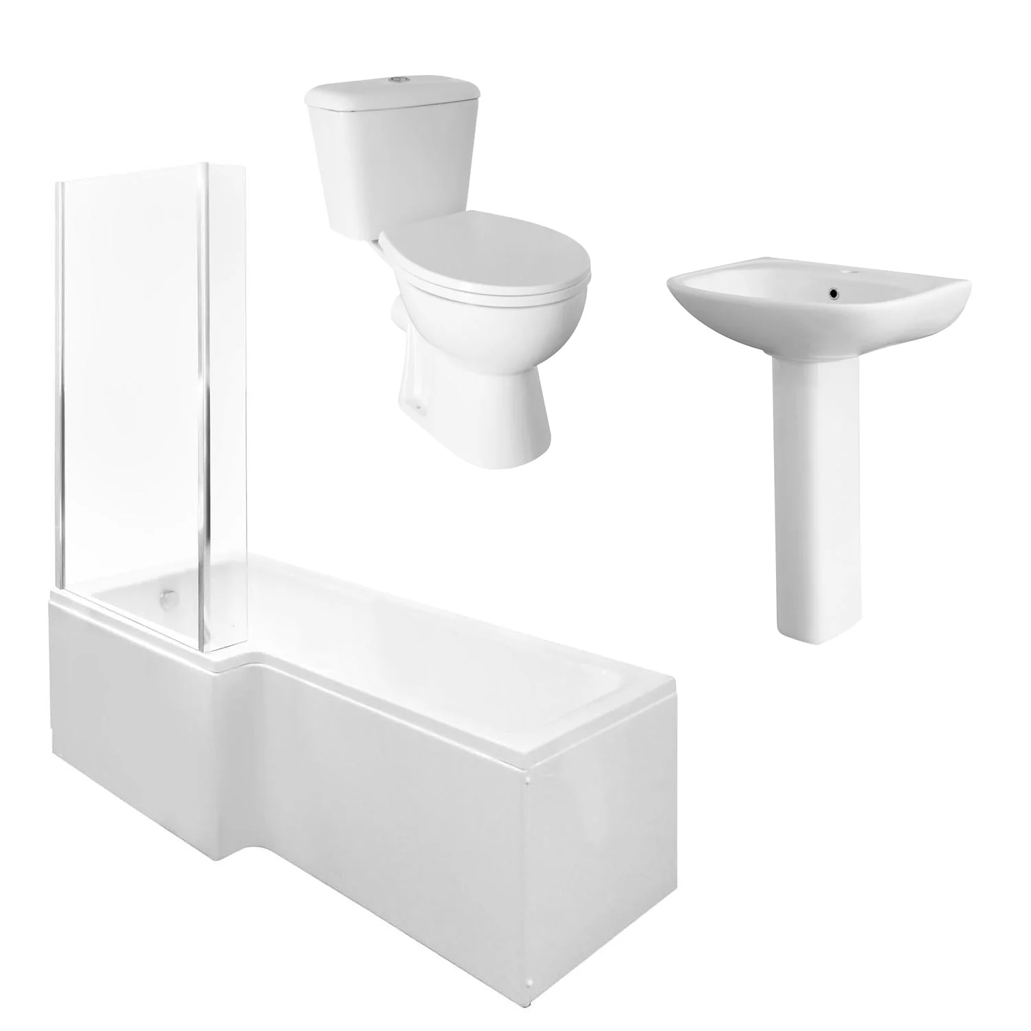 Alpha Complete L-Shape Bathroom Suite - 1500 available with Various Options