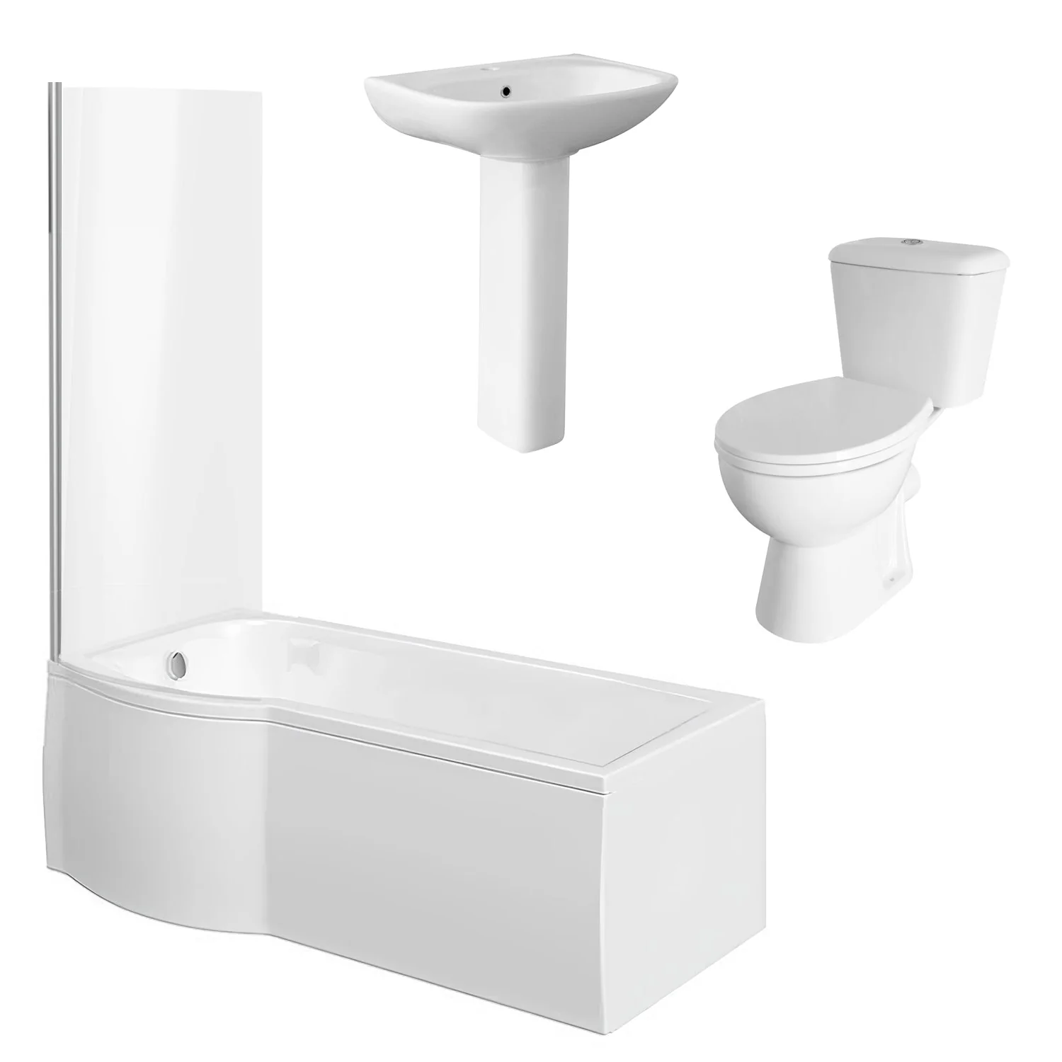 Alpha Complete P-Shape Bathroom Suite - 1500 available with Various Options