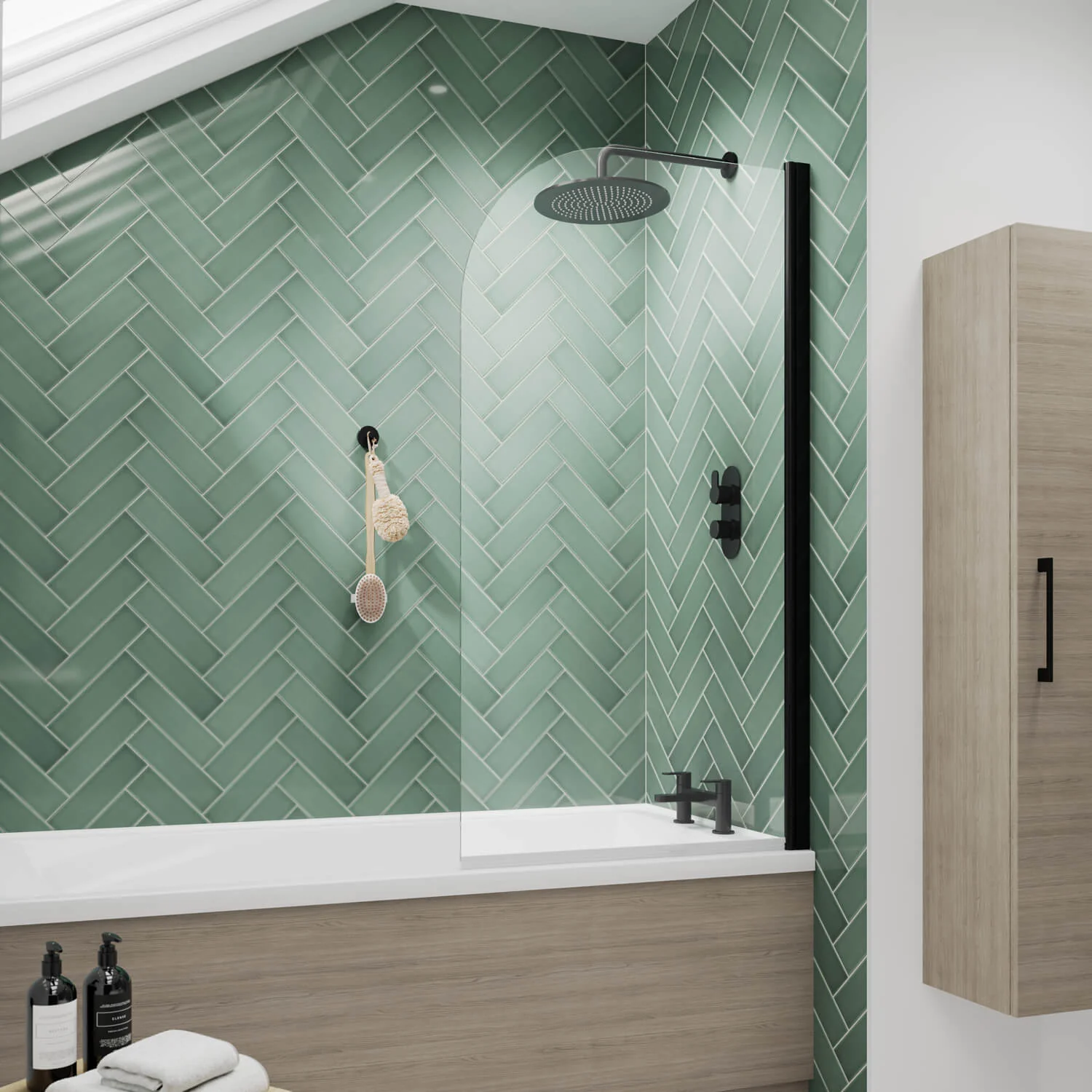 Alpha Lunar Matt Black Complete Bathroom Suite - 1600 x 700 - Image 3