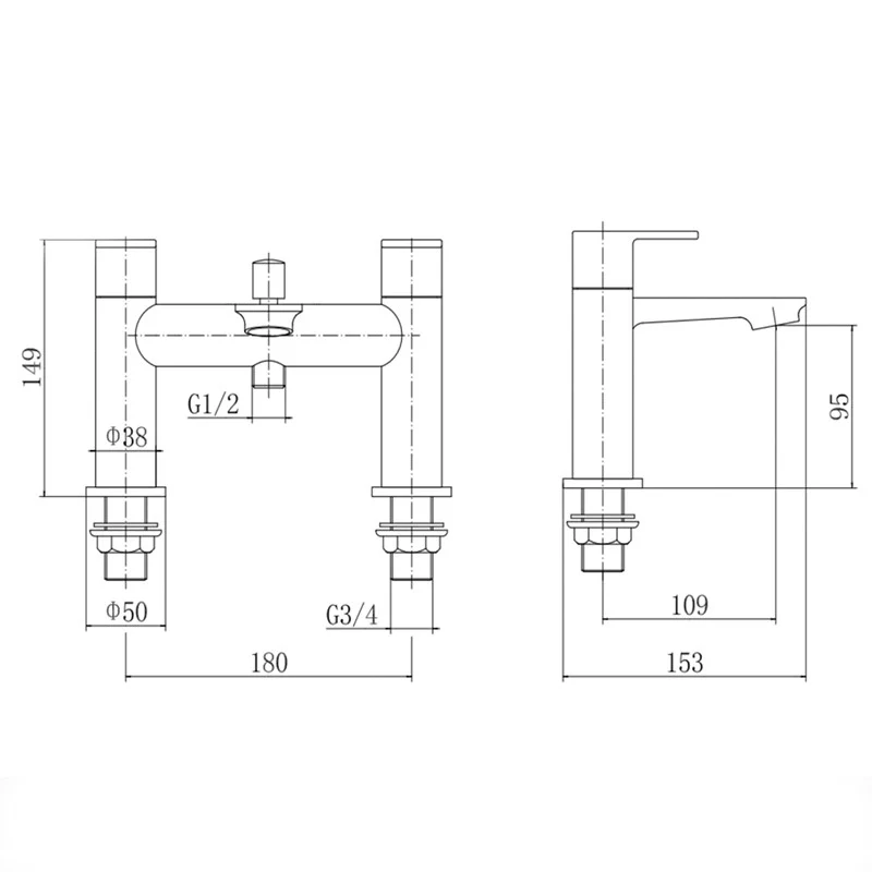 Aquadart Albury Bath Shower Mixer - Chrome - Image 2
