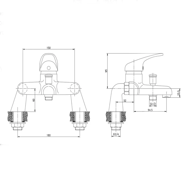 Aquadart Conway Bath Shower Mixer - Chrome - Image 3