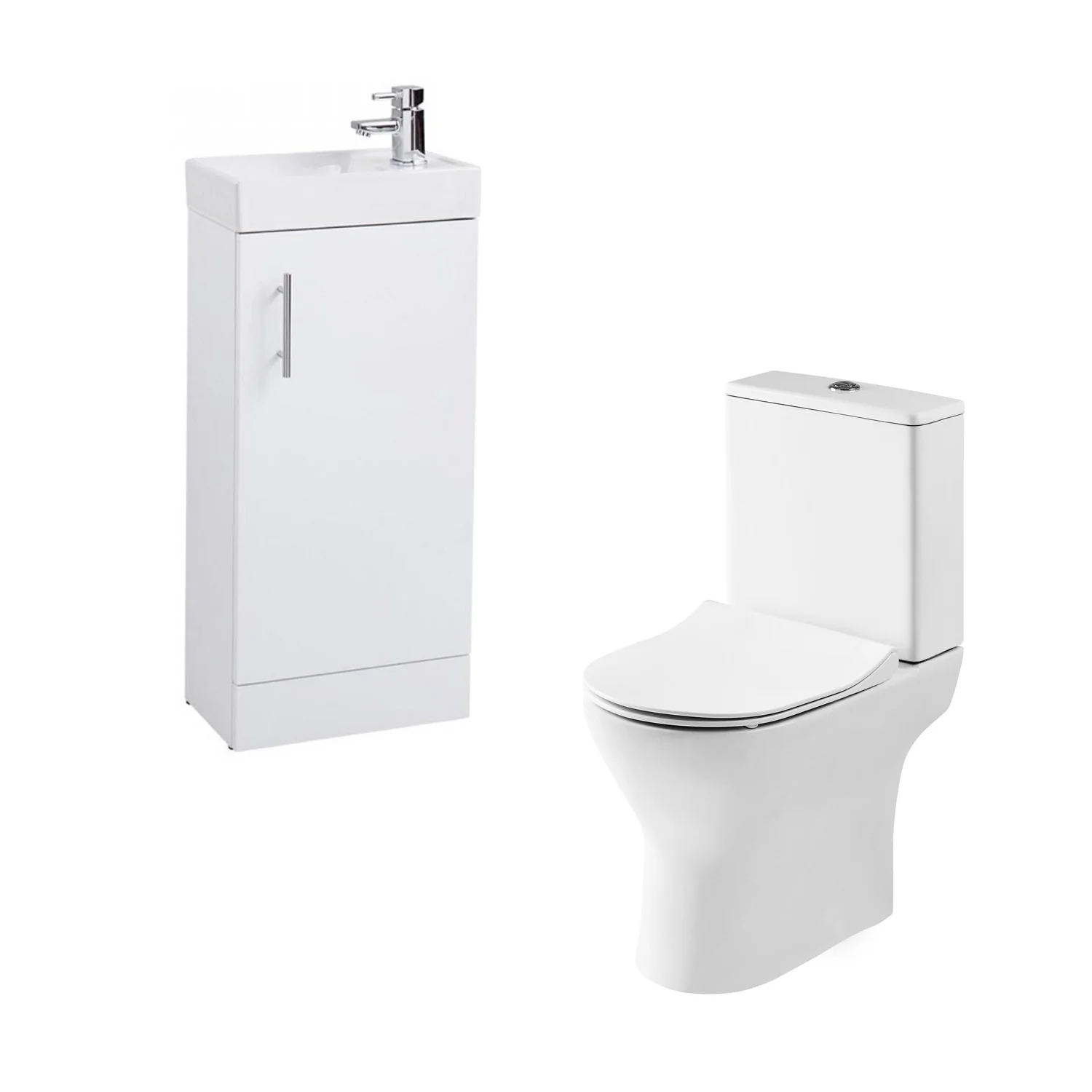 Aria Rimless Close Coupled Toilet with Arosa Floor standing Cloakroom Unit