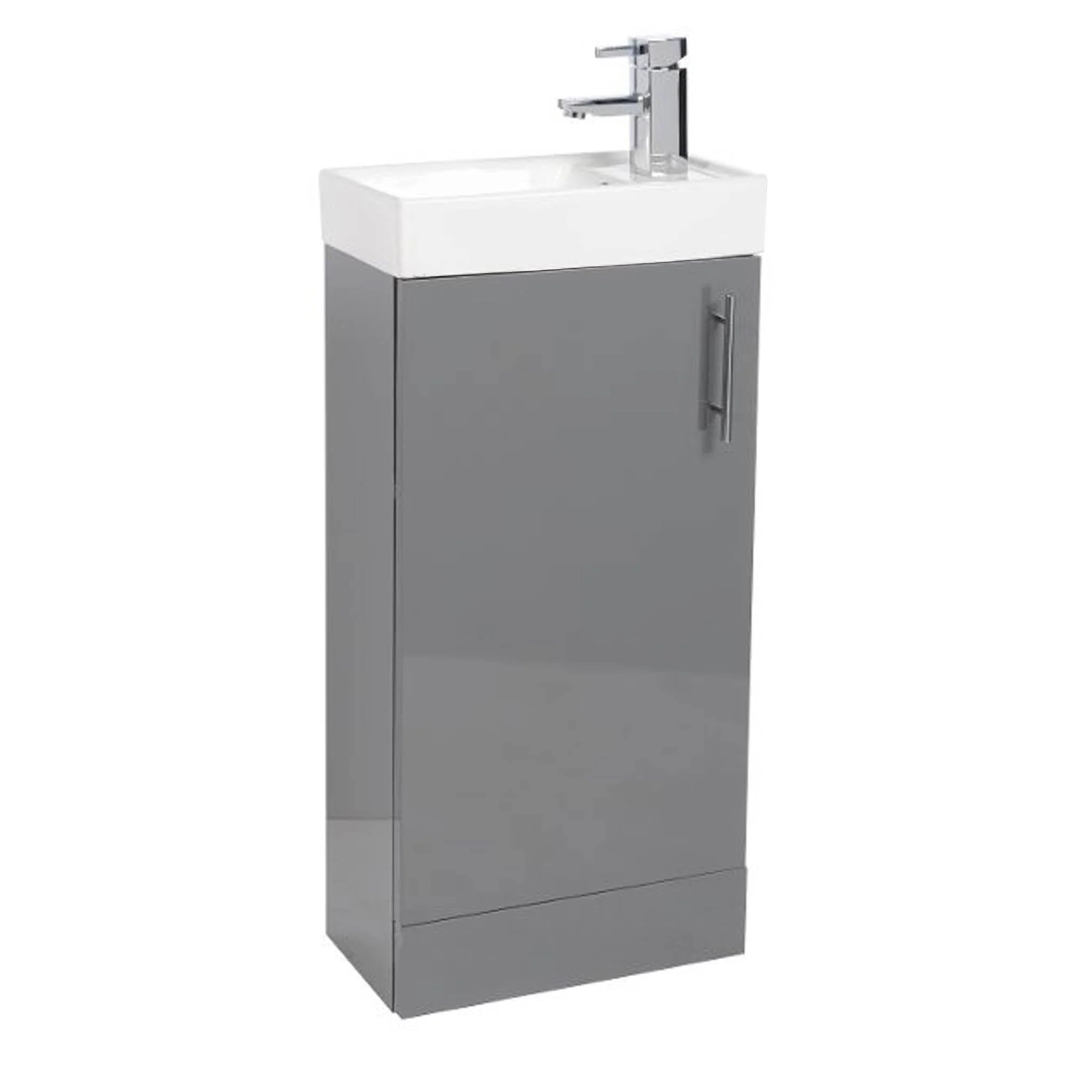 Aria Rimless Close Coupled Toilet with Grey Floor standing Cloakroom Unit - Image 2