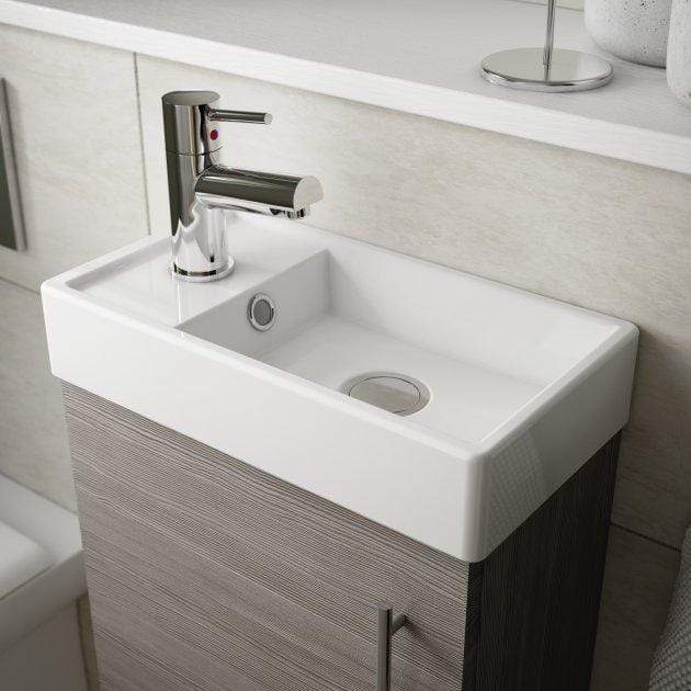 Aria Rimless Close Coupled Toilet with Grey Floor standing Cloakroom Unit - Image 3