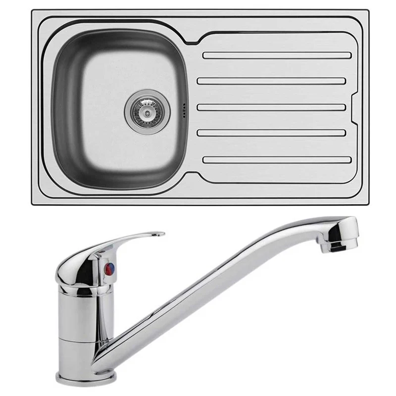 Arley 860 x 500mm 1.0 Bowl & Drainer Kitchen Sink & Tap Pack