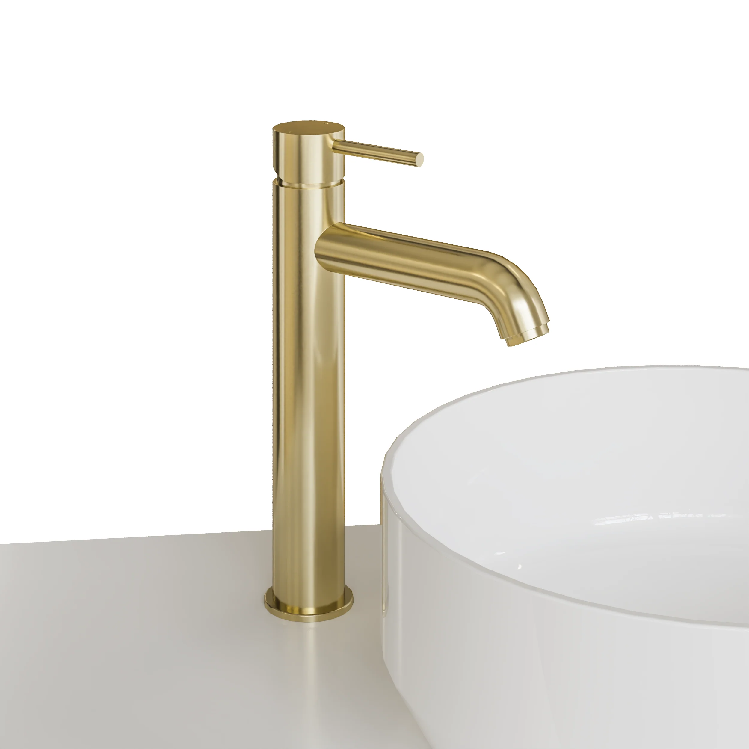 ARLO - Brushed Brass Tall Mono Basin Mixer Tap - Image 3