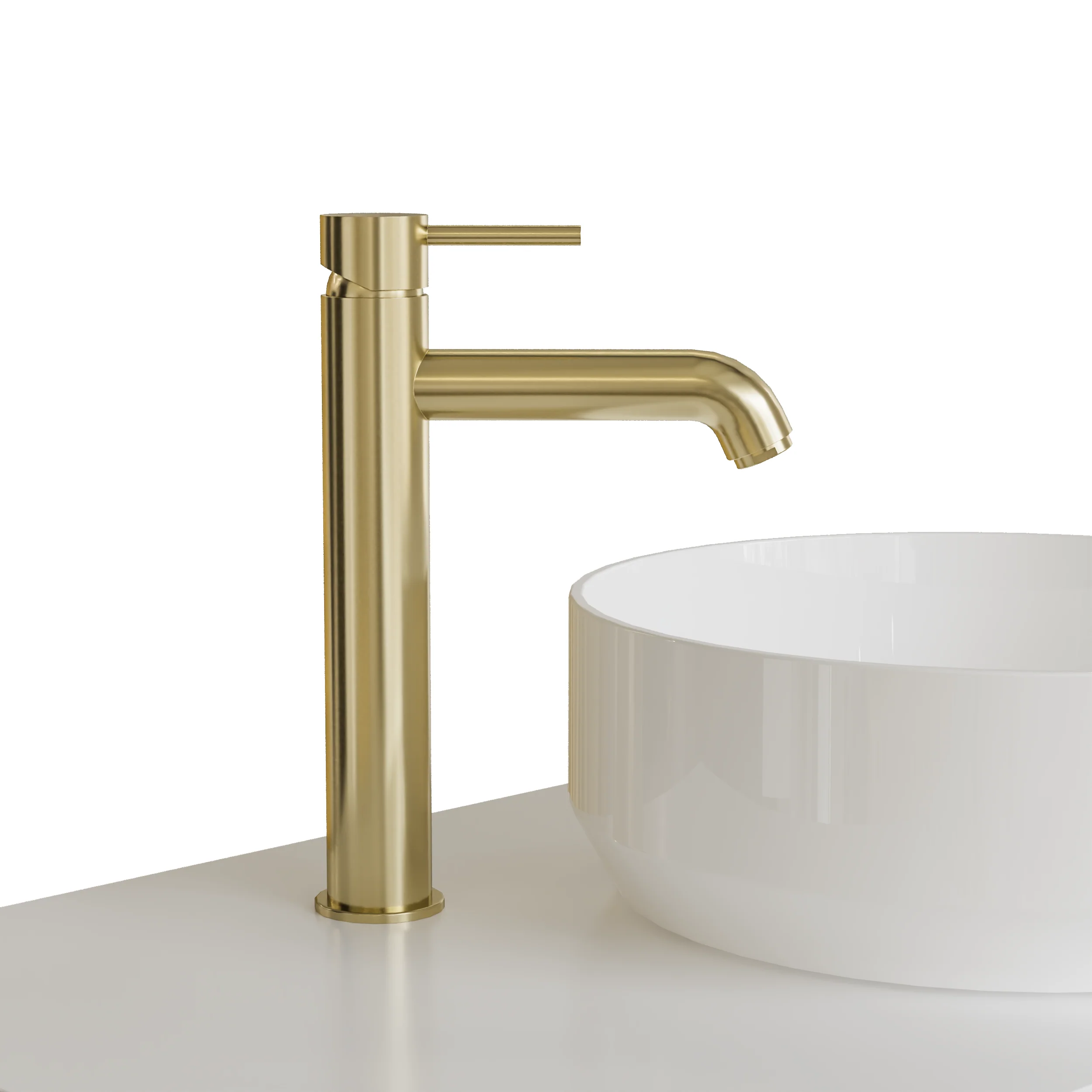 ARLO - Brushed Brass Tall Mono Basin Mixer Tap - Image 4