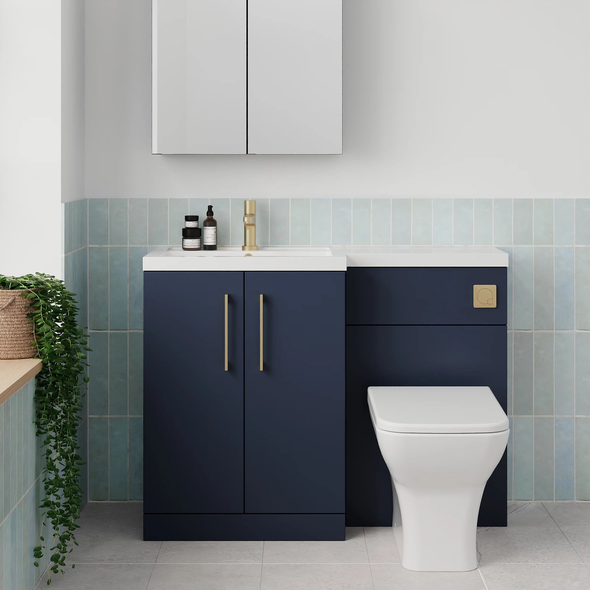 Nuie Arno 1100mm Toilet & Basin Combination Unit - Midnight Blue