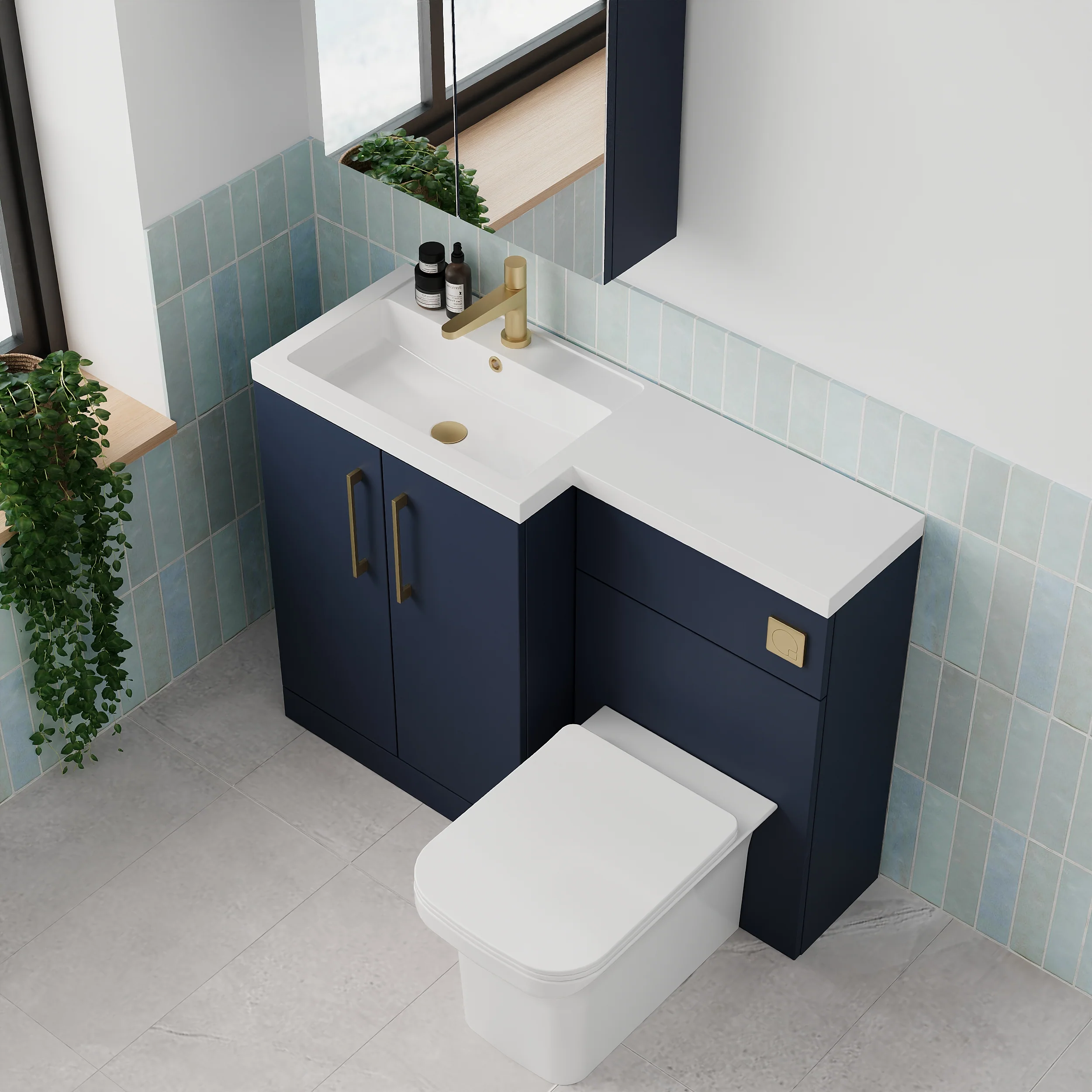 Nuie Arno 1100mm Toilet & Basin Combination Unit - Midnight Blue - Image 11