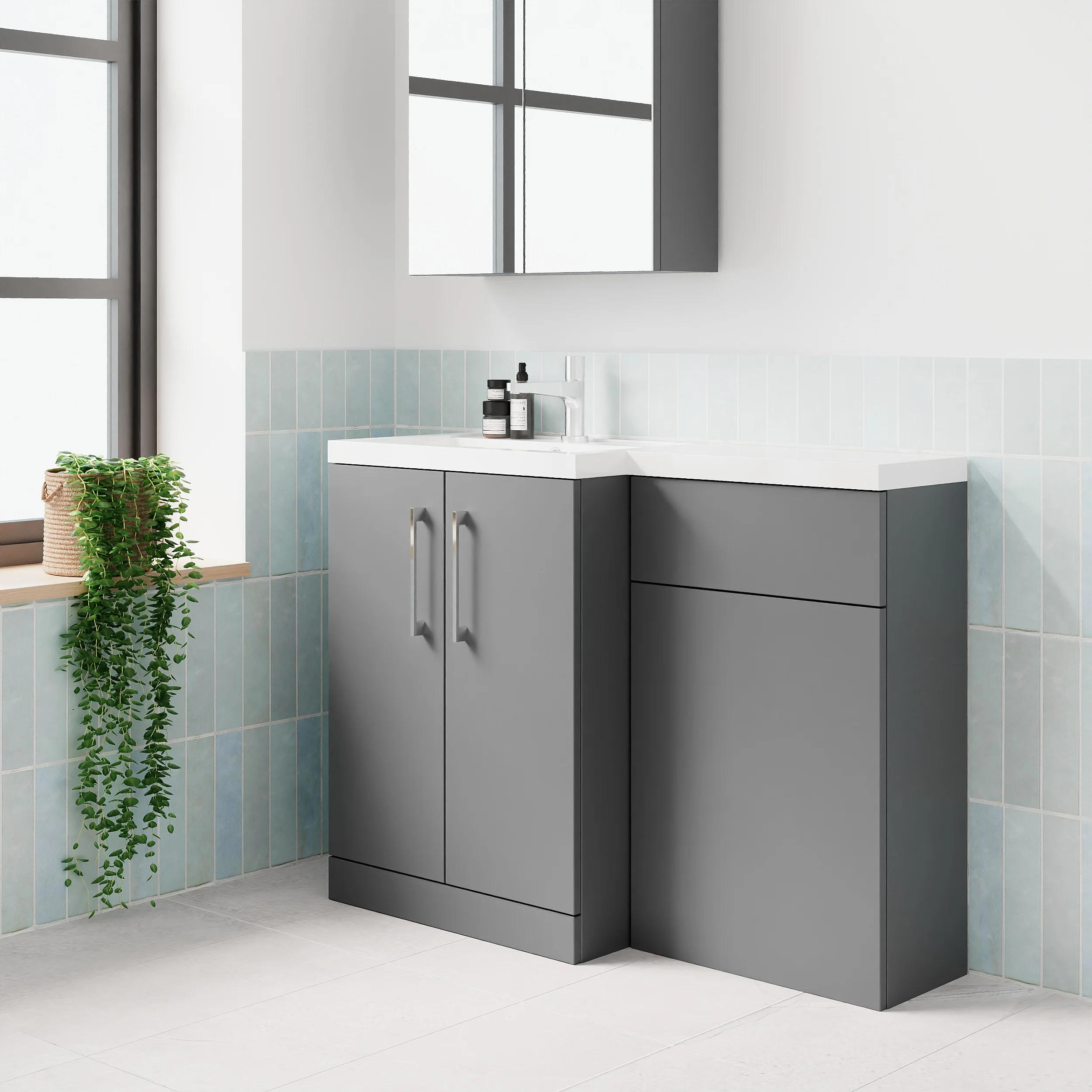 Nuie Arno 1100mm Toilet & Basin Combination Unit - Satin Grey - Image 11